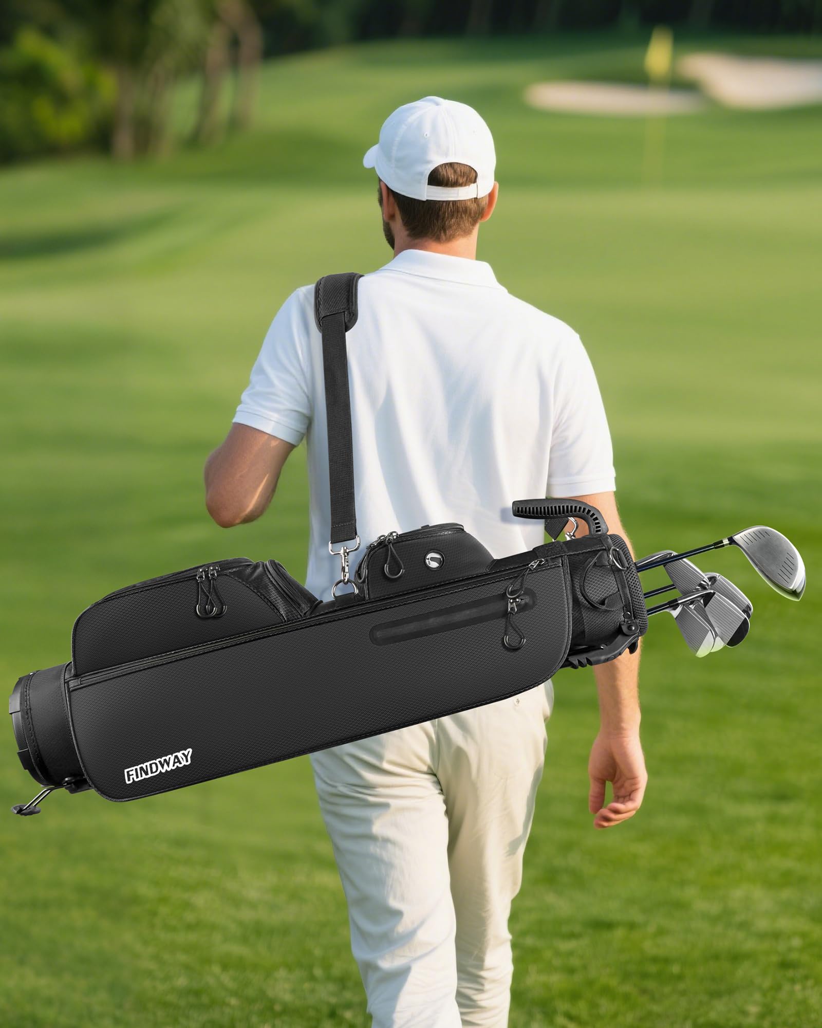 Torba golfowa Pencil Mała torba golfowa Findway Lekka przenośna torba golfowa ze stojakiem, 3-osobowa przegroda, regulowany wyściełany pasek, 5 kieszeni i uchwytów, dla mężczyzn i kobiet