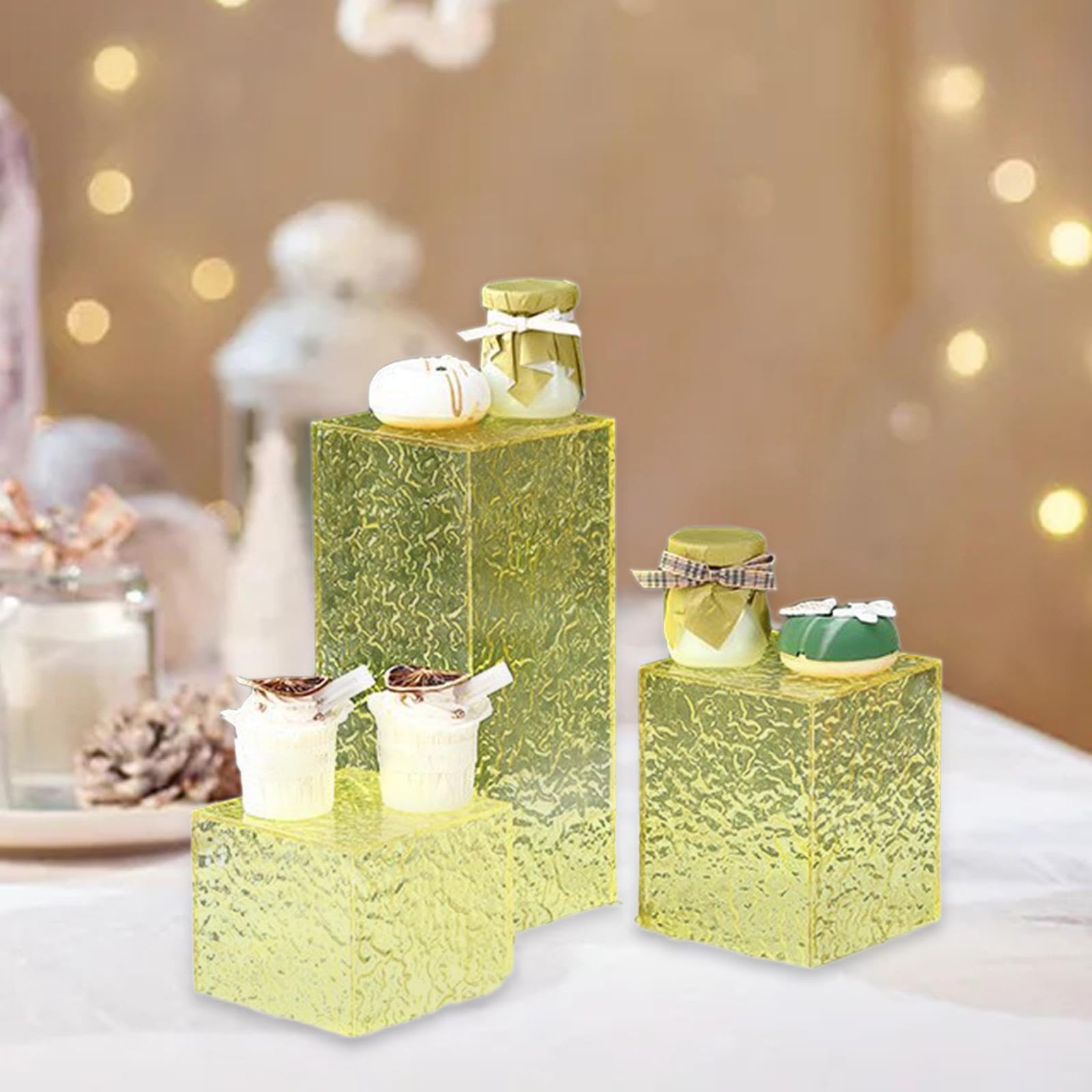 Expositor acrílico, elevadores para bufé, Exhibidores de mesa de postres acrílicos suaves y prácticos de 3 piezas for comida de buffet.