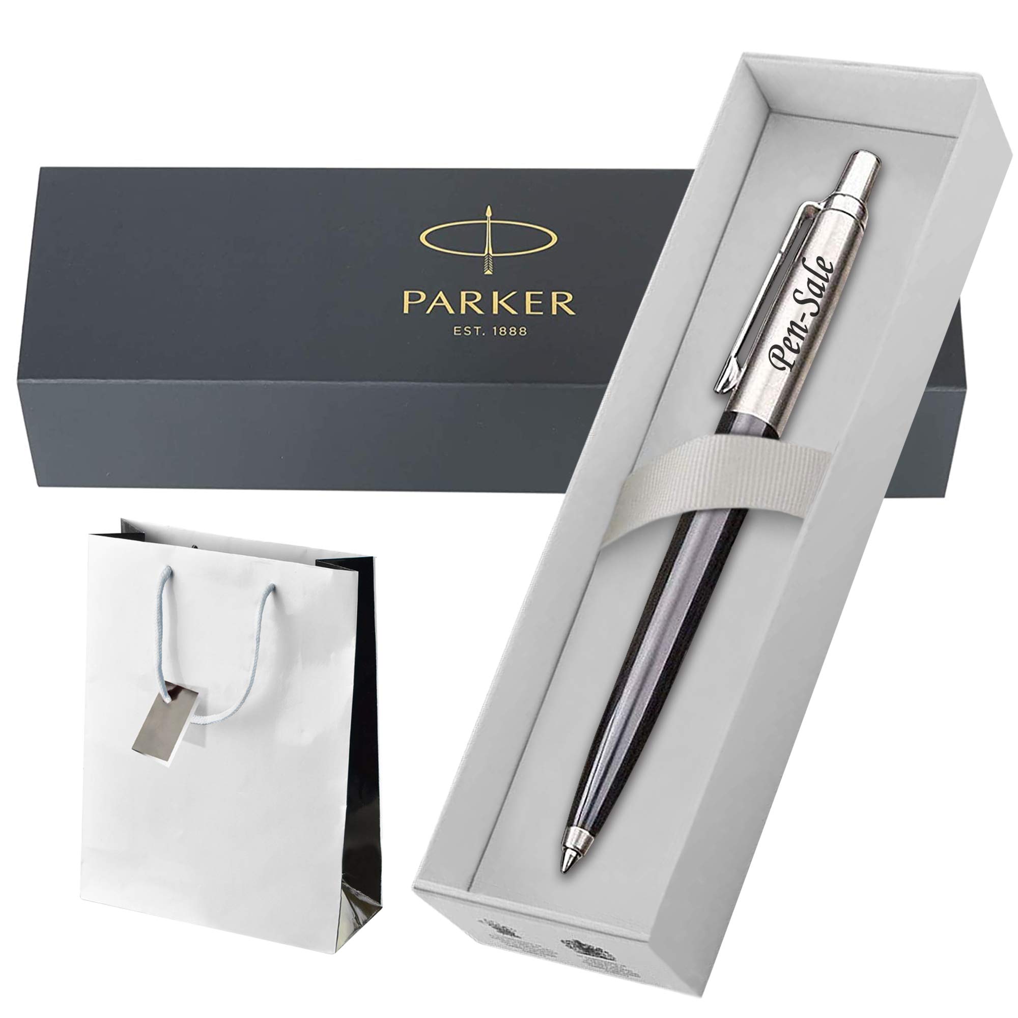 Personalised Engraved Parker Jotter Ballpoint Pen or Set Gift Boxed In a Gift Bag, Personalised Gifts For Christmas, Gifts For Men and Women - Enter Your Custom Text (Jotter Black) — image 1