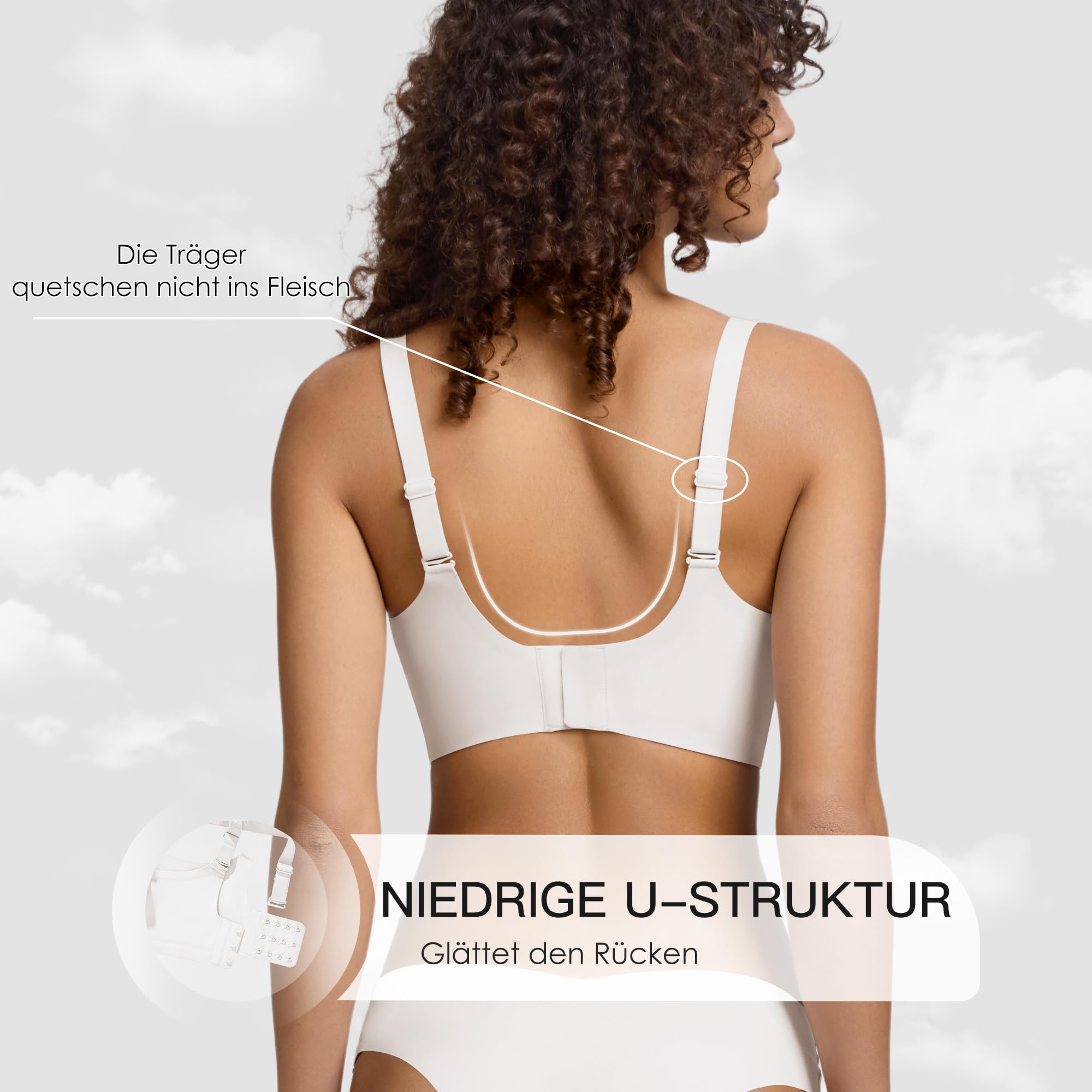 DEANGELMON BH Damen ohne Bügel Starker Halt Seamless Bügelloser BHS Bequem Komfort Push up Jelly BH Nahtloser Tshirt Bra