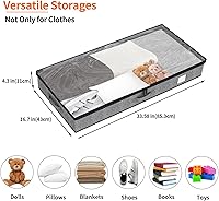 Vista 2 de Fixwal Paquete de 4 Contenedores de Almacenamiento Debajo de la Cama, Organizador Bajo de Cama de Menos de 4.5 Pulgadas de Altura con Perfil Bajo