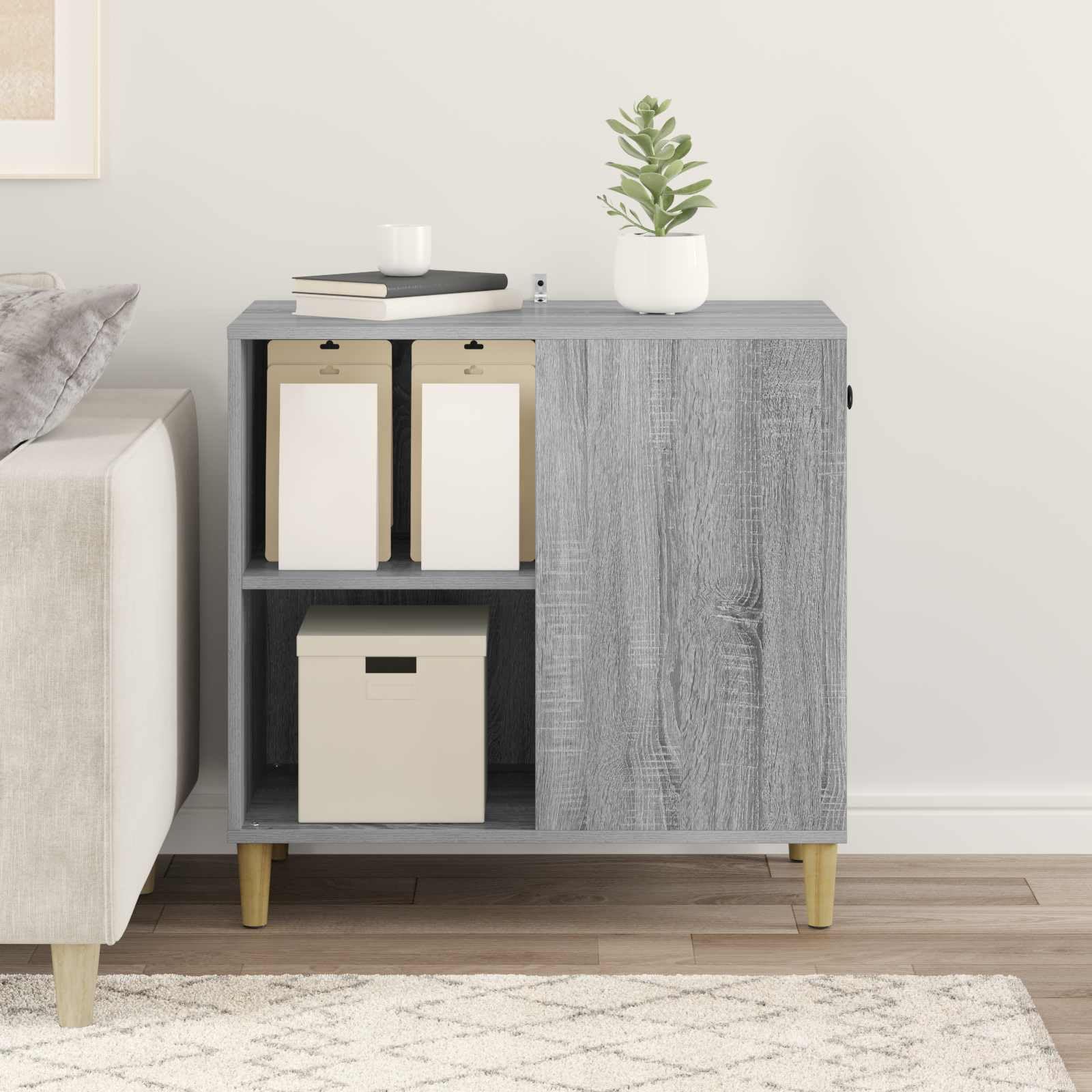 Casa para gatos Sonoma gris de madera 72 x 42,5 x 70 cm muebles interiores para gatos con construcción estable y acogedor refugio para salón, rascador juguete