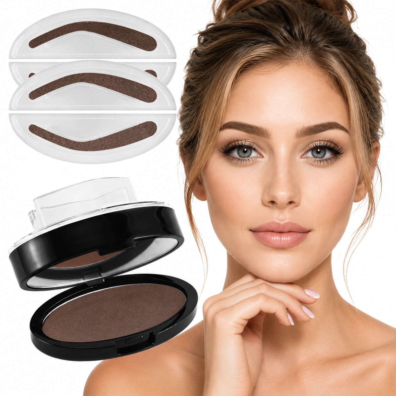 2Pcs Eyebrow Stamp Kit, Eyebrows in 5 Seconds, Achieve perfect results easily with Precise Application (DARK BROWN)