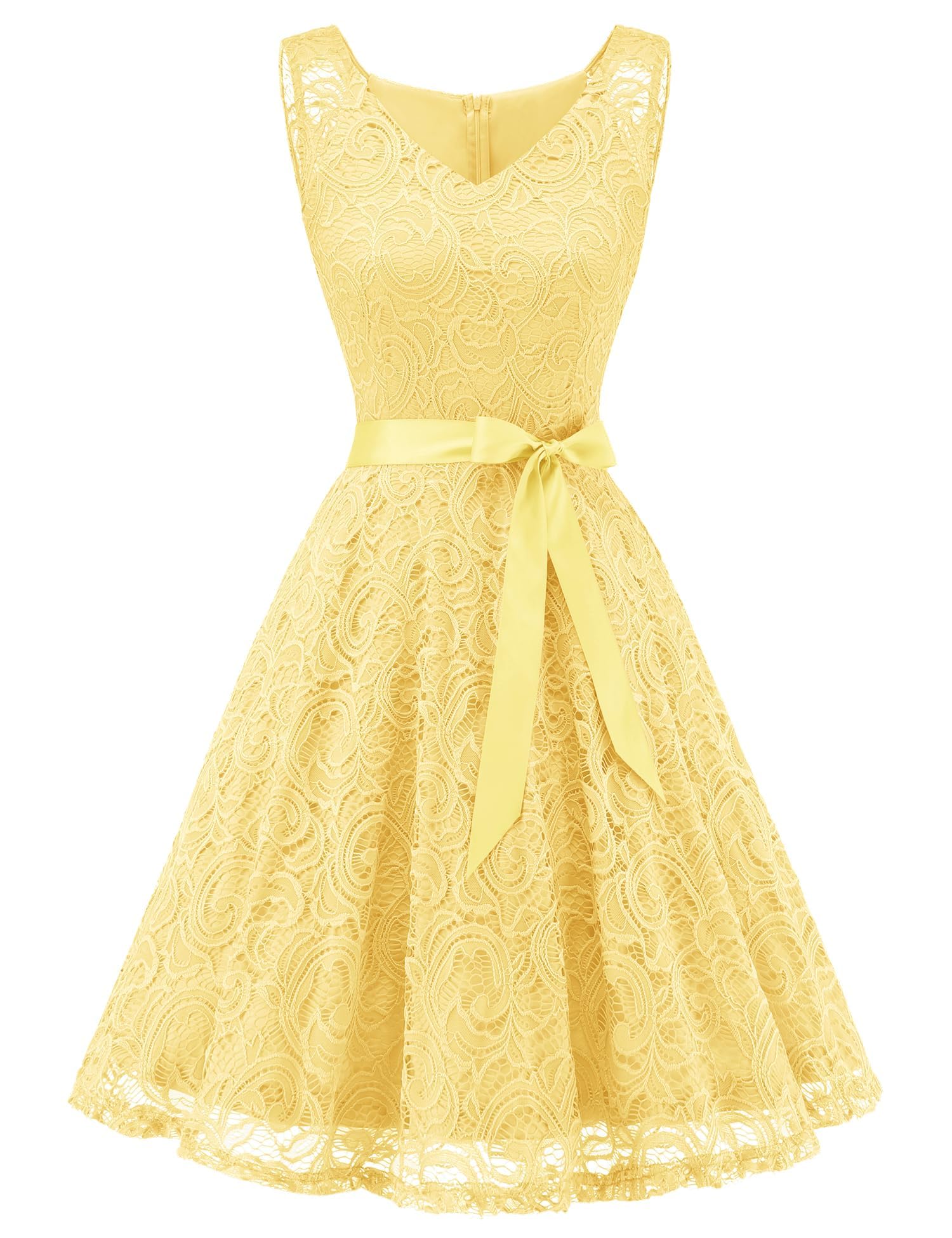 Dressystar Women’s Floral Lace V Neck Short Bridesmaid Cocktail Party Dress
