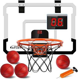Over The Door Basketball Hoop Indoor - Mini Basketball Hoop for Kids and Adults Basketball Backboard Pads Door Room Basketball Hoop Mini Hoop with 4 Balls, Basketball Toy Gifts for Kids Boys Teens