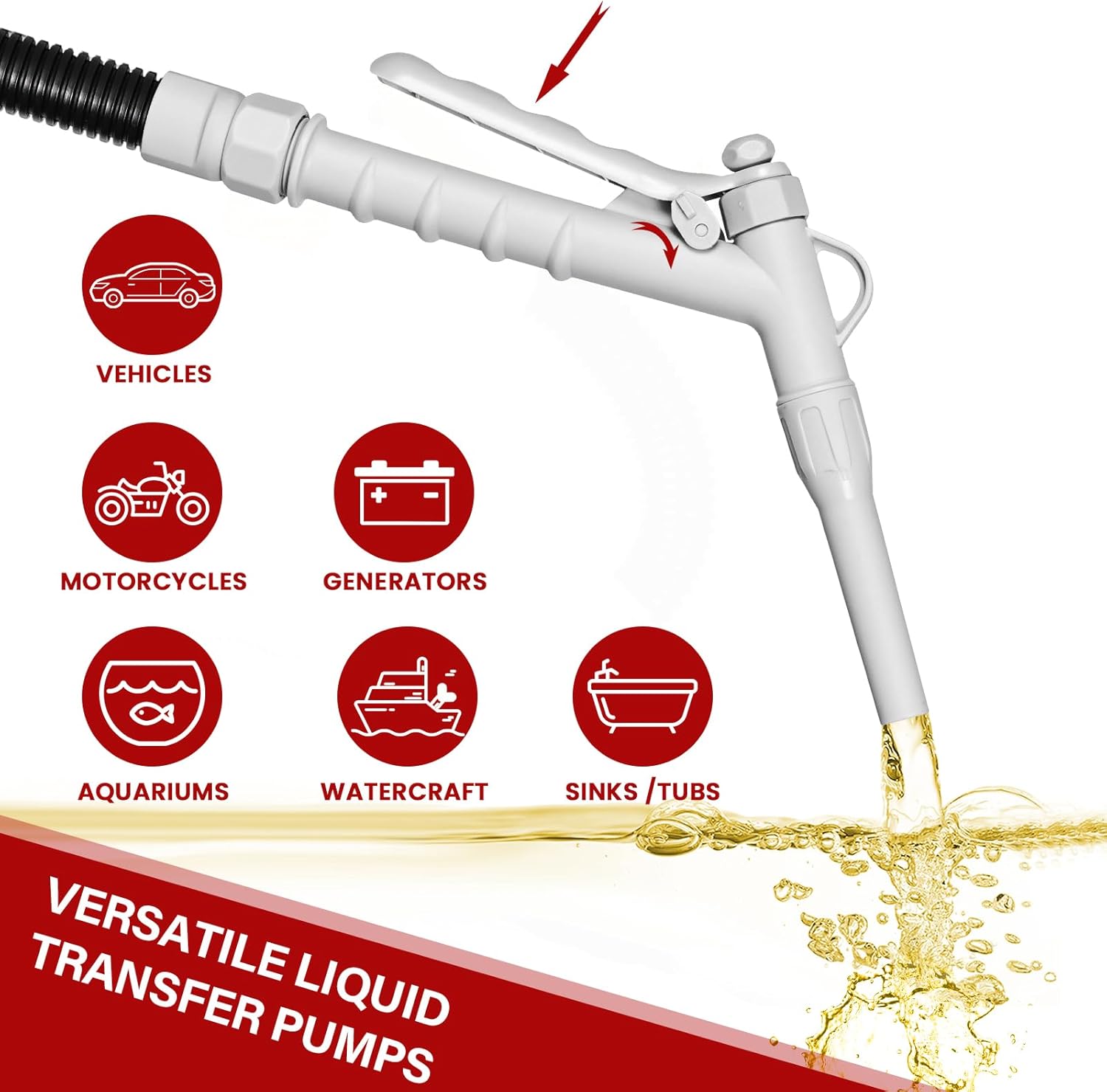 anngrowy Fuel Transfer Pump Battery Powered with Auto-Stop/Hand Trigger Nozzle, Gas Can Pump Transfer with 3.2/2.8 GPM, 51"/53.7" Hose, Liquid Transfer Pump for Oil, Gasoline, Diesel (Stick Stop) - Image 2