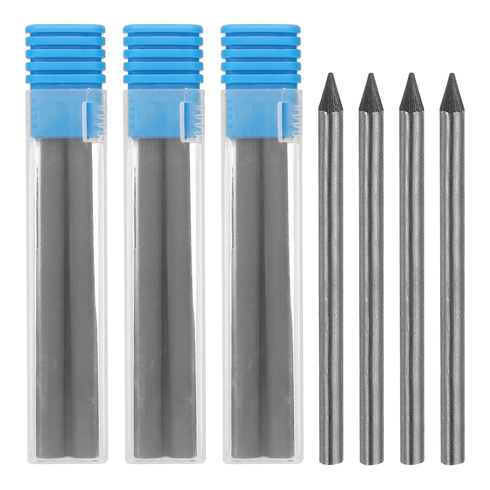 PATIKIL 16Pcs 5.6mm 2B Carpenter Pencil Lead Refills, Solid Dry Pencil Refills Break Resistant Lead Refill for Mechanical Carpenter Construction Pencils Art Drafting, Black