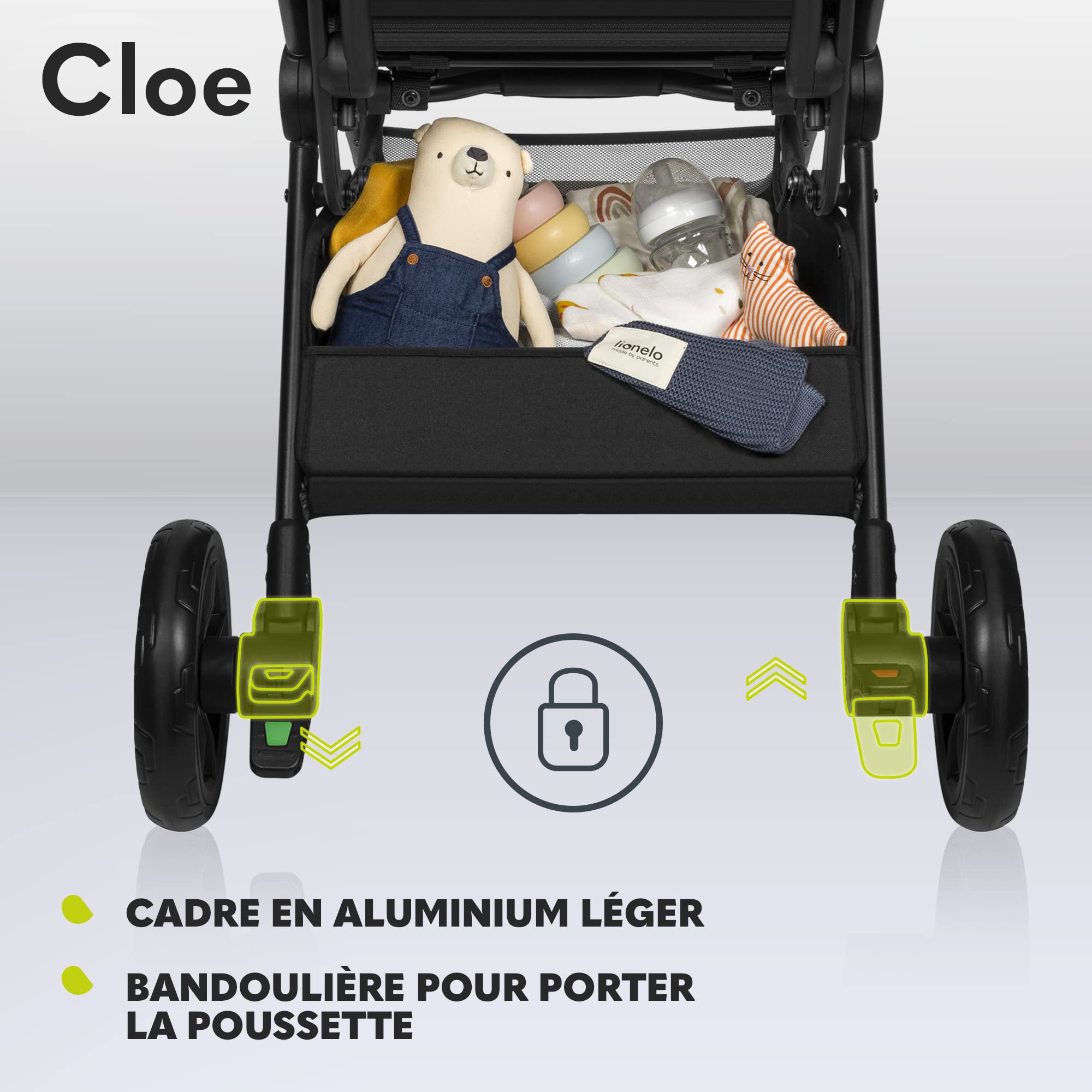 LIONELO Cloe Poussette Pliable Bébé jusqu'à 22 kg Réglage du Dossier Fonction Sommeil Harnais à 5 Points Grandes Roues Pivotantes Moustiquaire Compacte Imperméable (brun)
