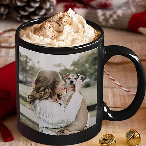 Vista 3 de OMGSHIRTS Tazas con nombre – Taza de café personalizada, regalo para el día del padre, taza mágica con foto (negro, 11 onzas) Taza de café 11 Oz