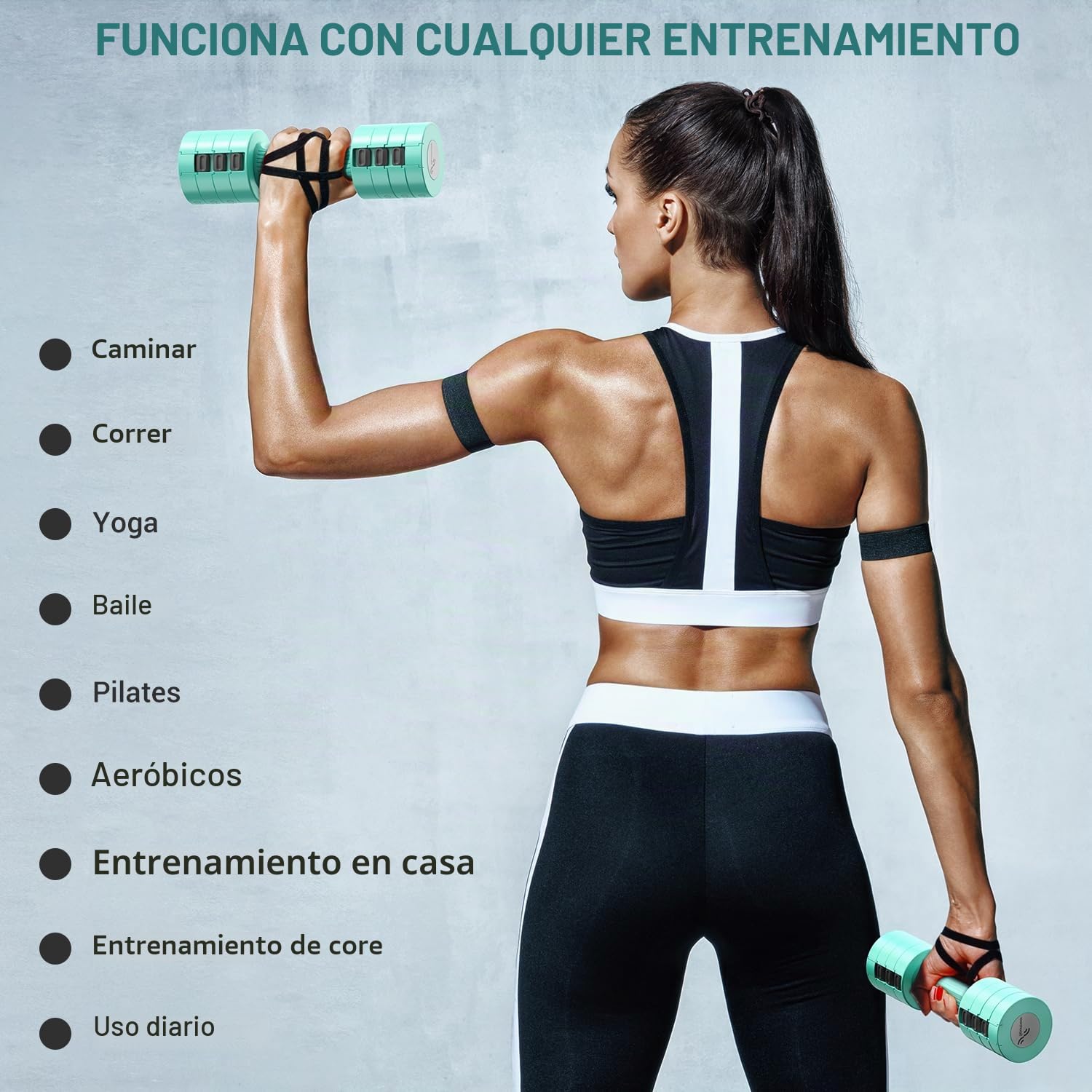 Sportneer Juego de mancuernas ajustables – 4 en 1 – Juego de mancuernas para mujer de 1 – 2,5 kg | Juego de 2 mancuernas ajustables para gimnasio, fitness, entrenamiento de fuerza, regalo