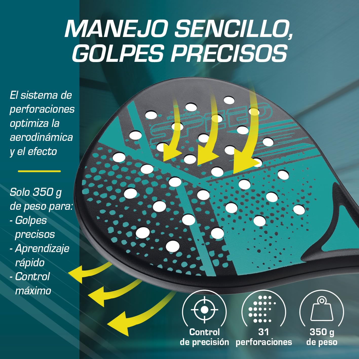 #DoYourSports Set de Palas de pádel | Set de iniciación con Palas de pádel, 2 Palas Ligeras para pádel con Pelota y Red | Empuñadura Antideslizante Ideal para Entrenar y el Tiempo Libre