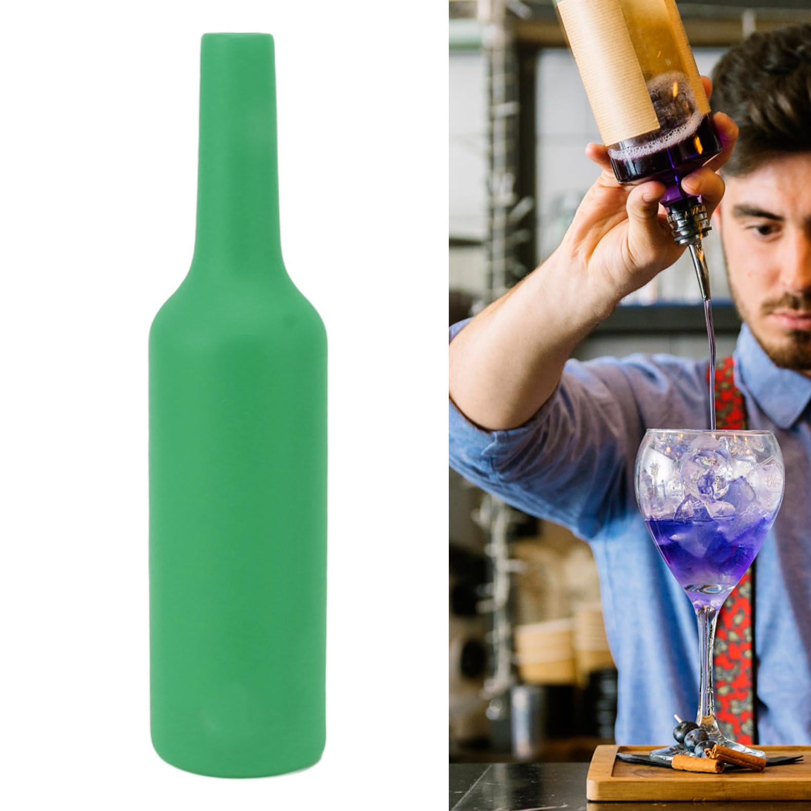 CCYLEZ Bottiglia Barman, Silicone Semplice Pulizia, Infrangibile, Resistente Alle Cadute, Pratica Bottiglia Barman per Bar (GREEN)