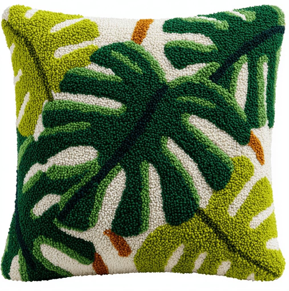Kitquiver Beginner Latch Hook Cushion Kit,Leaf Decor Pillow Cover 43X43Cm