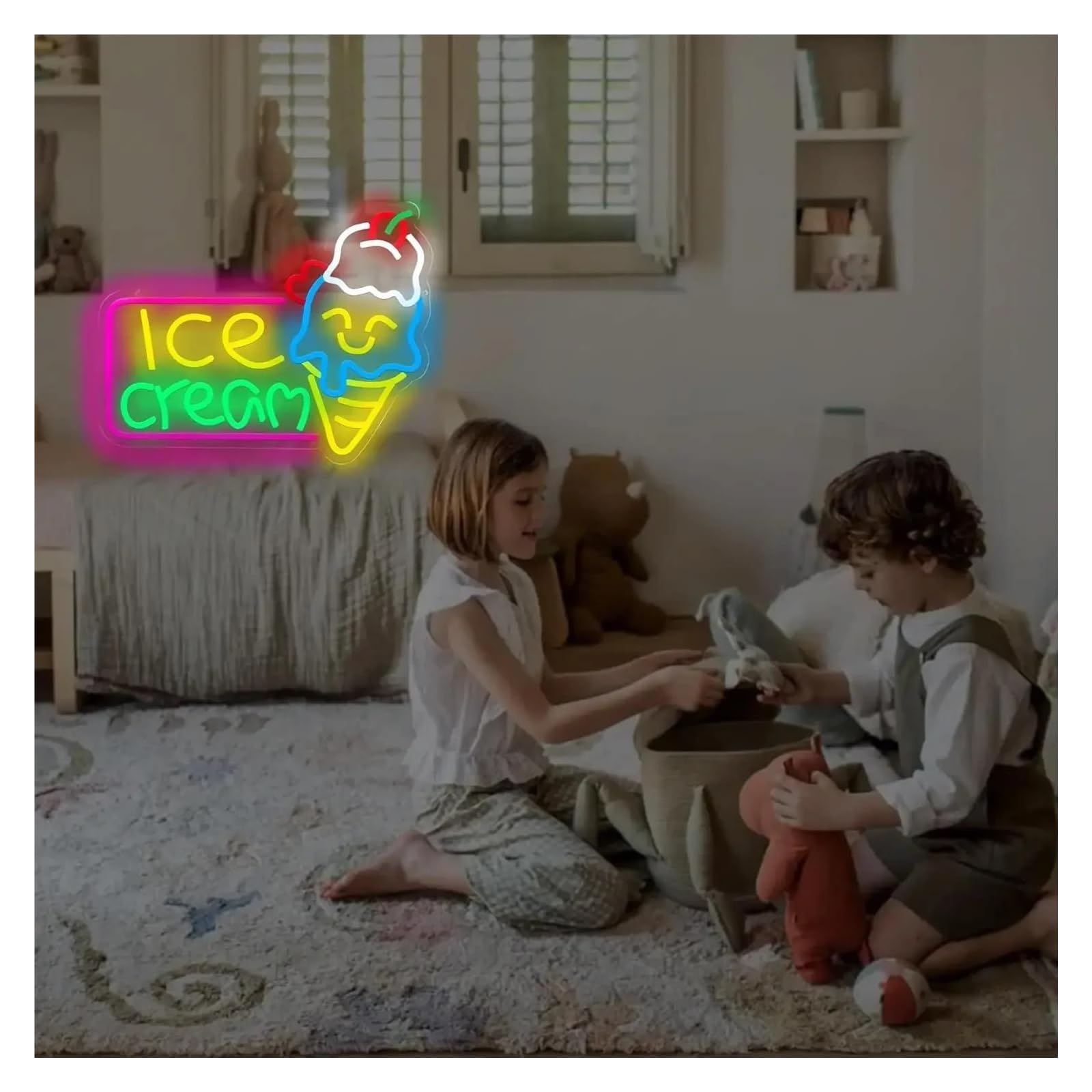 Decoración Lámparas Letrero De Neón Ice Cream Con Alimentación USB Para Negocios, Tiendas, Bares, Cafeterías, Fiestas, Dormitorios, Decoración De Pared, 39x30cm