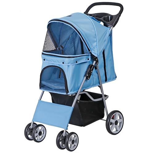 Nova Microdermabrasion 4-Wheel Foldable Pet Stroller, Blue