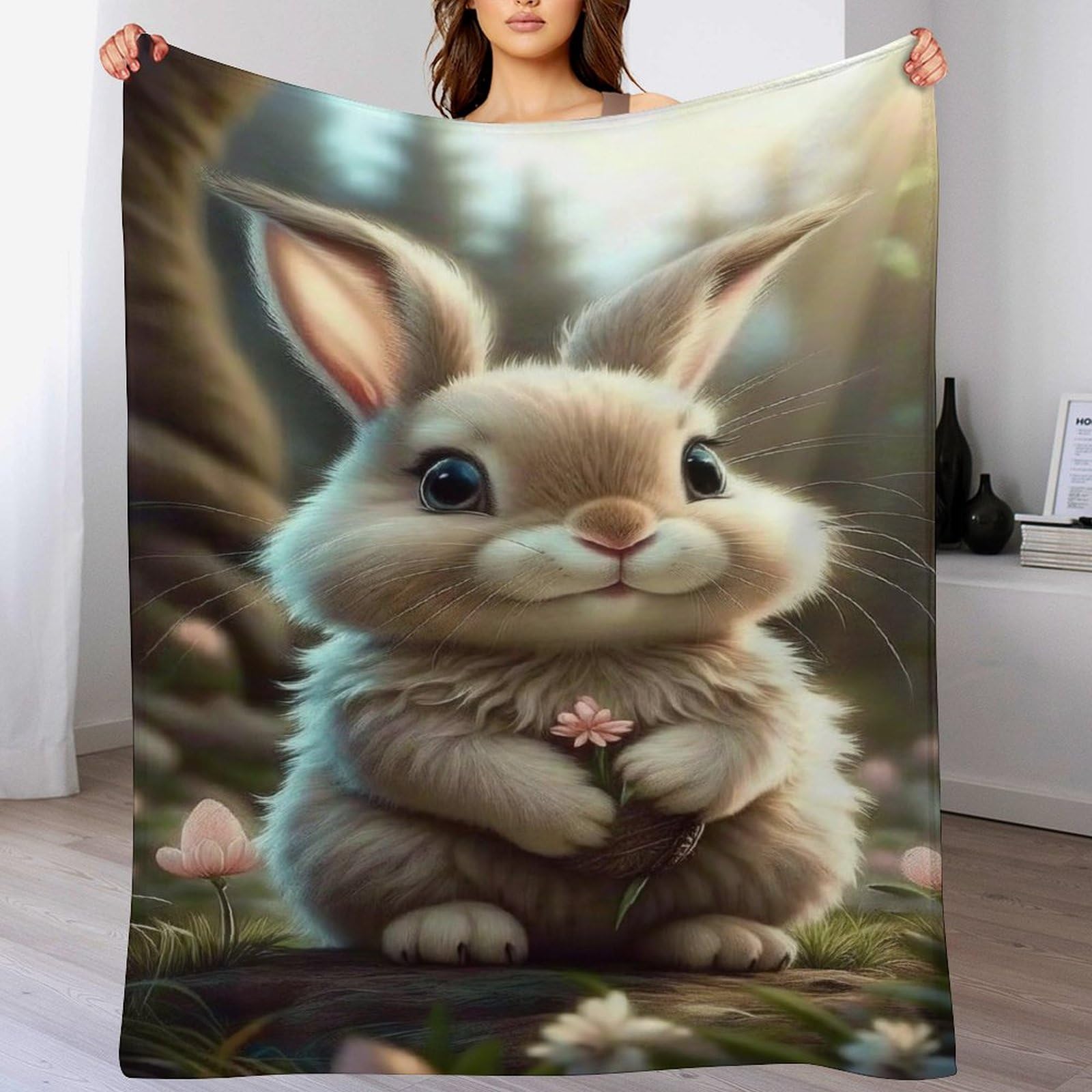 Couverture Lapin Mignon Flannel douce et chaude entretien facile 150x200