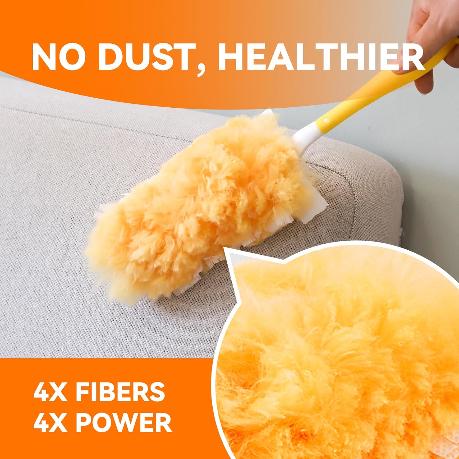 Duster Refills Bulk Compatible with Swiffer Dusters Swiffer Microfibre dust Cleaner for Cleaning Home, Office, Furniture (Yellow, 20 PCS (360°)+Handle)