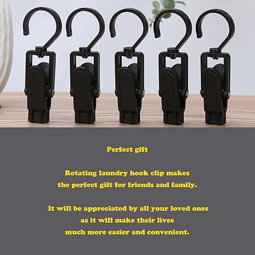Miniatura 7 de Clip giratorio para gancho de lavandería, colgador giratorio de ropa de plástico, pinza antideslizante multiusos, organizador colgante para