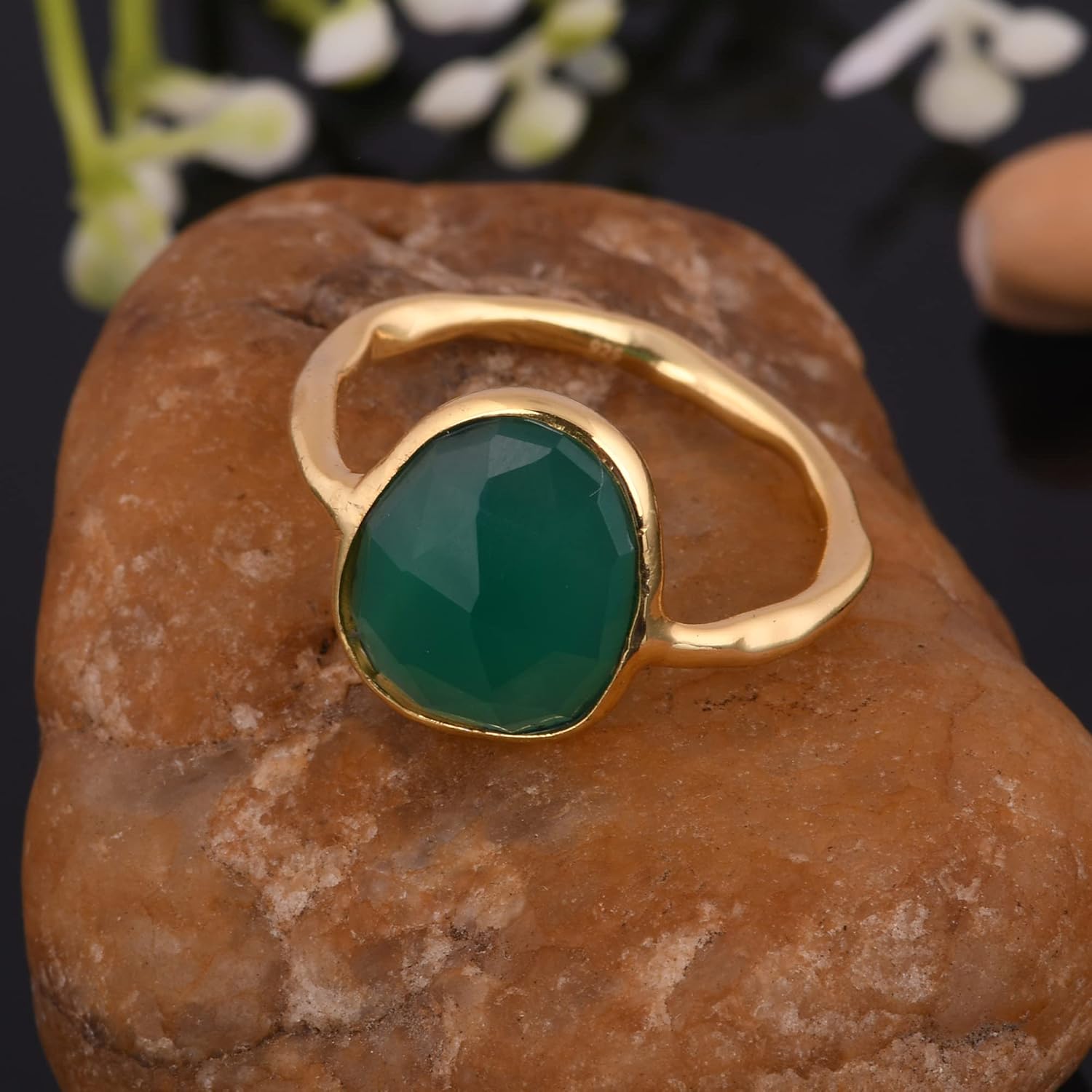 Green Onyx Engagement 925 Sterling Silver Solitaire Women Checker Ring Gift For Women