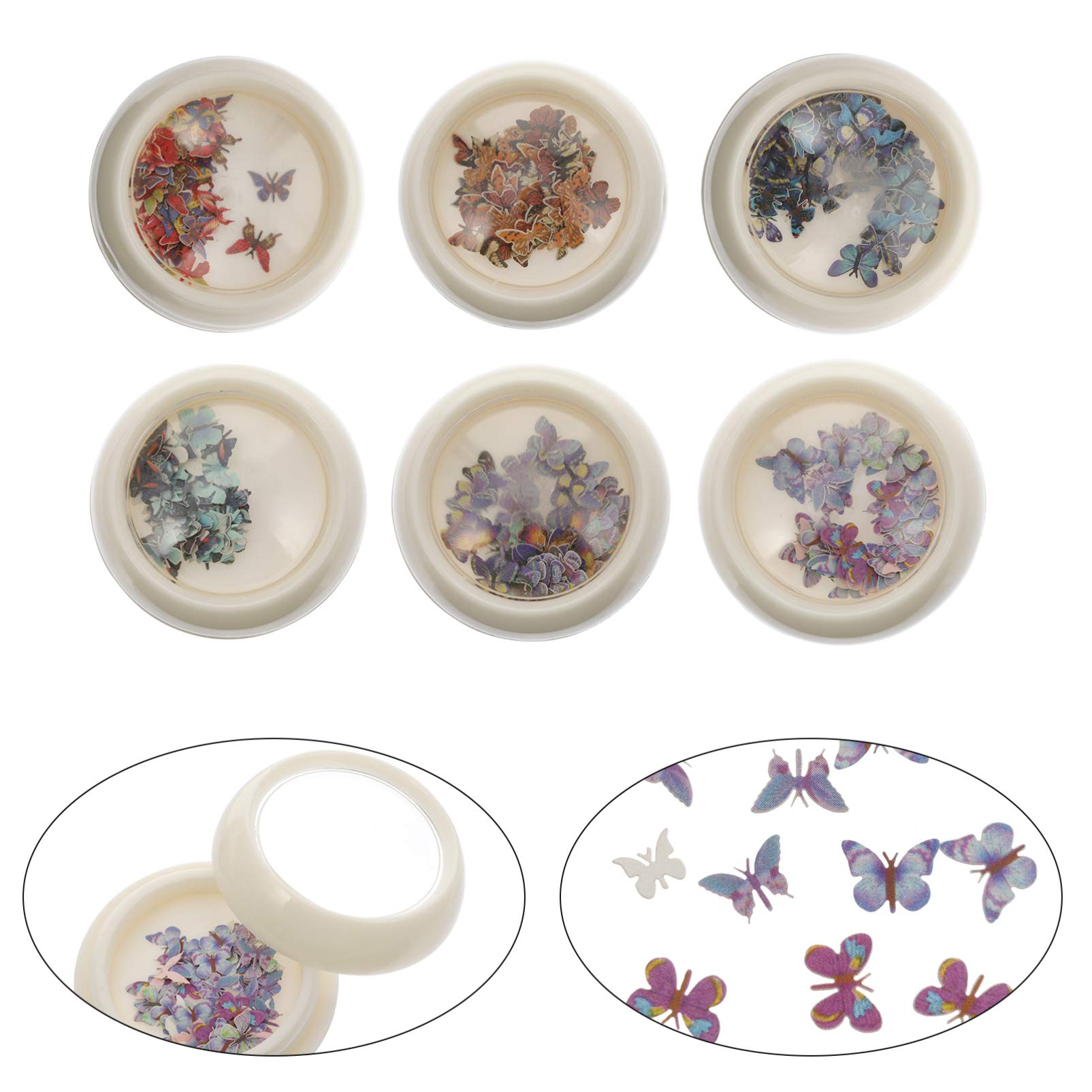 LALAFINA 18 Scatole Paillettes Per Nail Art a Farfalla Scintillanti Paillettes Per Unghie Paillettes Metalliche Adesivo Per Unghie a Farfalla Adesivi Per Unghie Chiodo Accessori 3d Plastica