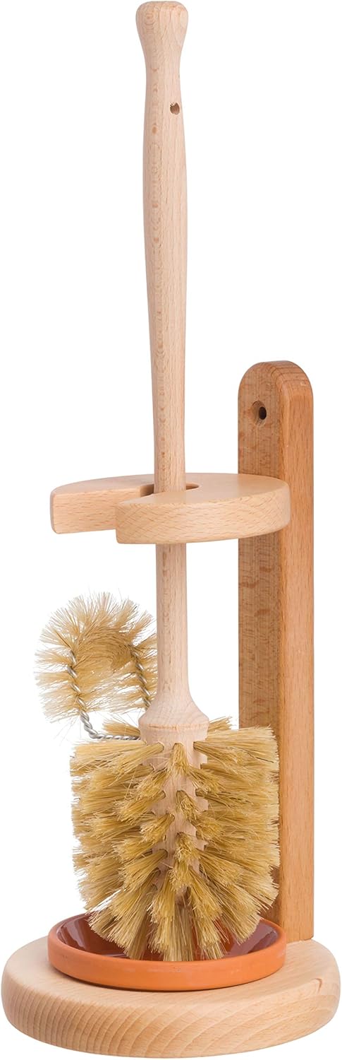 Redecker Natural Pig Bristle Toilet-Brush with Untreated Beechwood Handle, 14-1/2-Inches