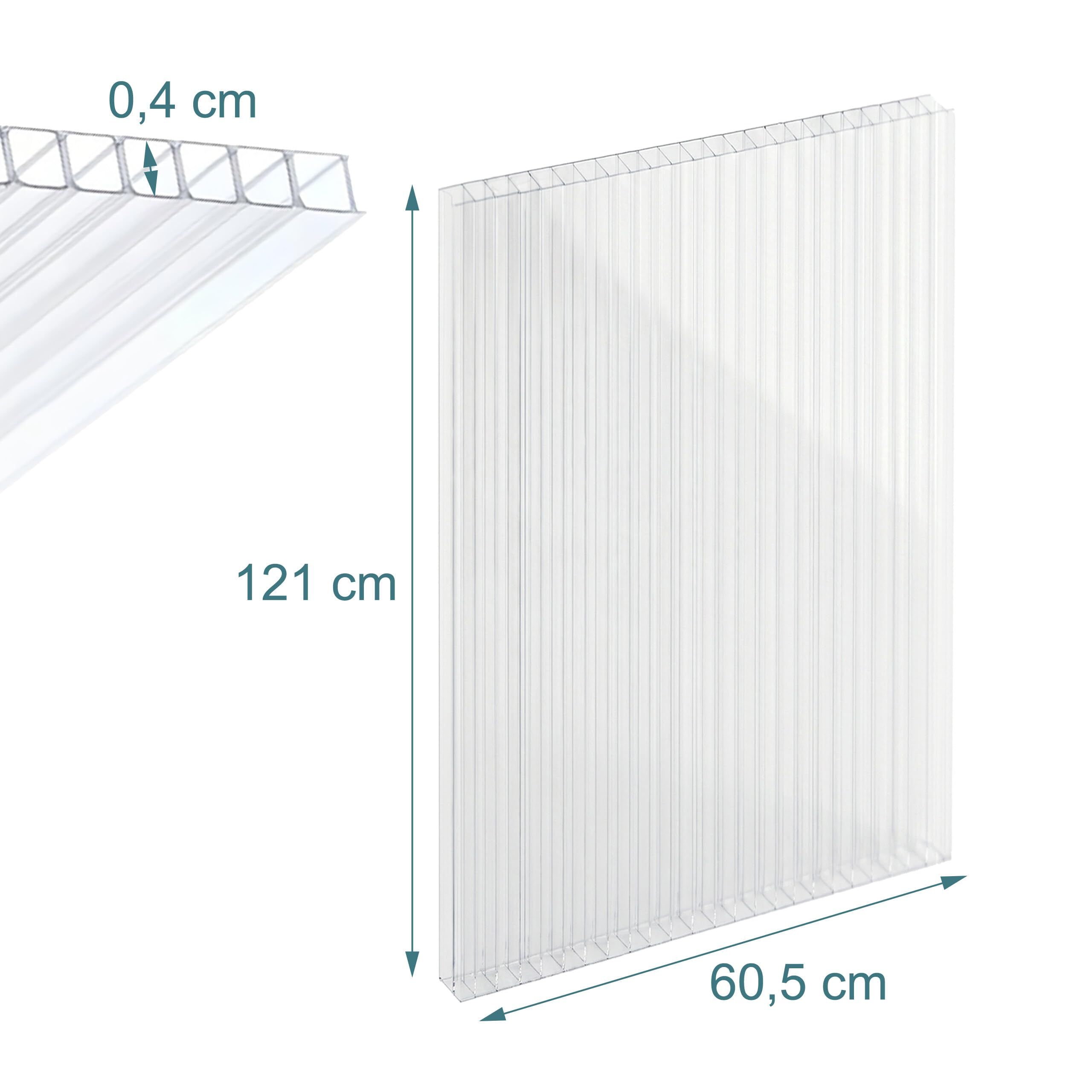 Relaxdays Doppelstegplatten 10er Set, Hohlkammerplatten 4mm, für Gewächshaus, HB: 121x60,5 cm, Polycarbonat, transparent