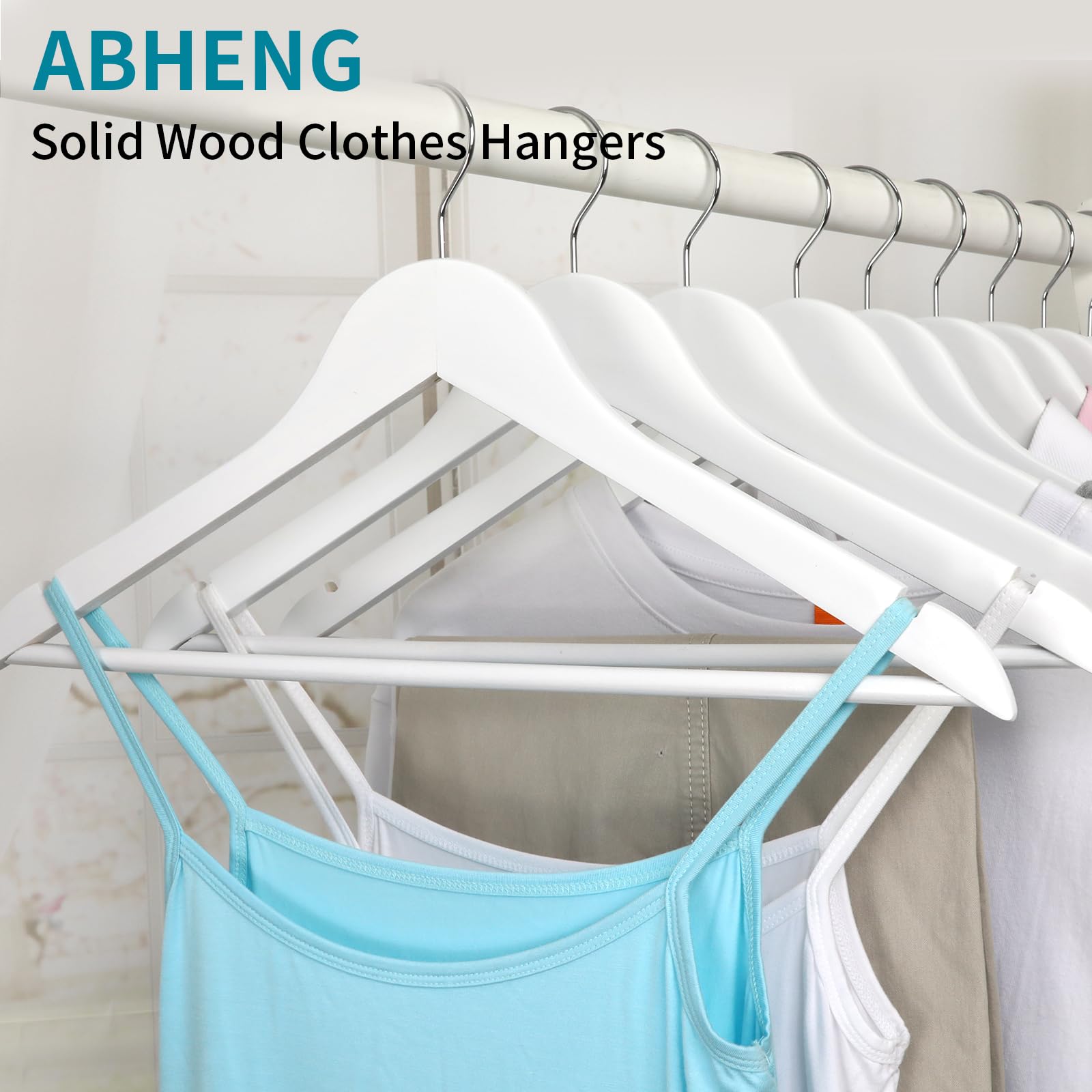 20 CINTRES EN Bois Pour Manteaux, Crochet Rotatif à 360°, Cintres Pour