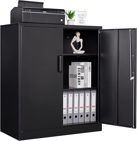 Letaya Small Metal Storage Cabinet with Lock and Adjustable Shelves