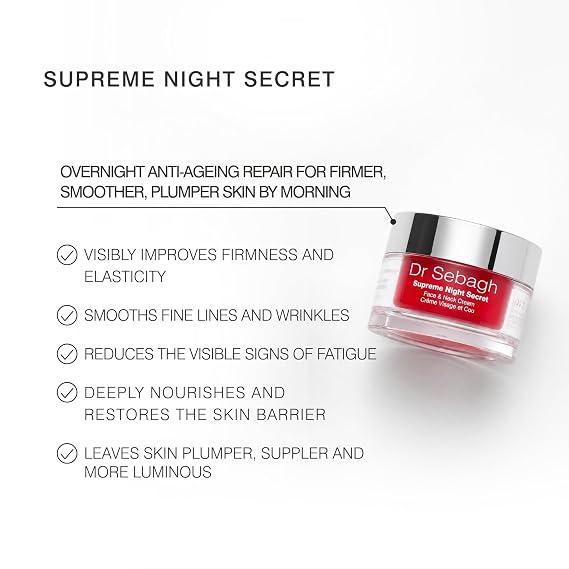 Dr Sebagh Supreme Night Secret (1.7 fl oz) - Luxury Anti Aging Moisturizer for Face - French Face Moisturizer for Overnight Skin Renewal - Deep Hydration & Repair - Face Cream for Women & Men
