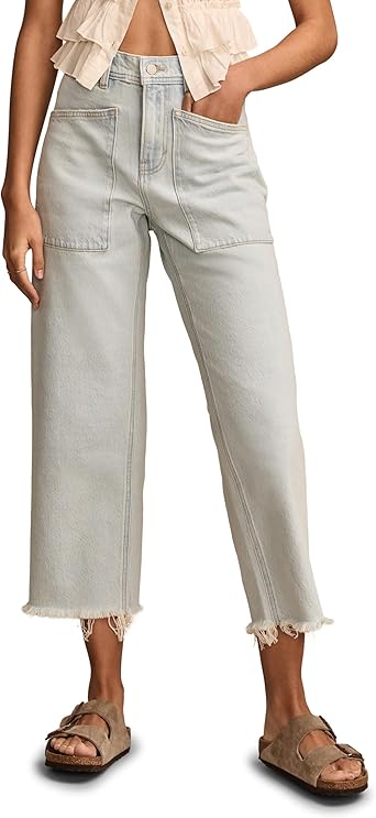 Lucky Brand Womens Lucky Legend Crop Patch Pocket Wide Leg