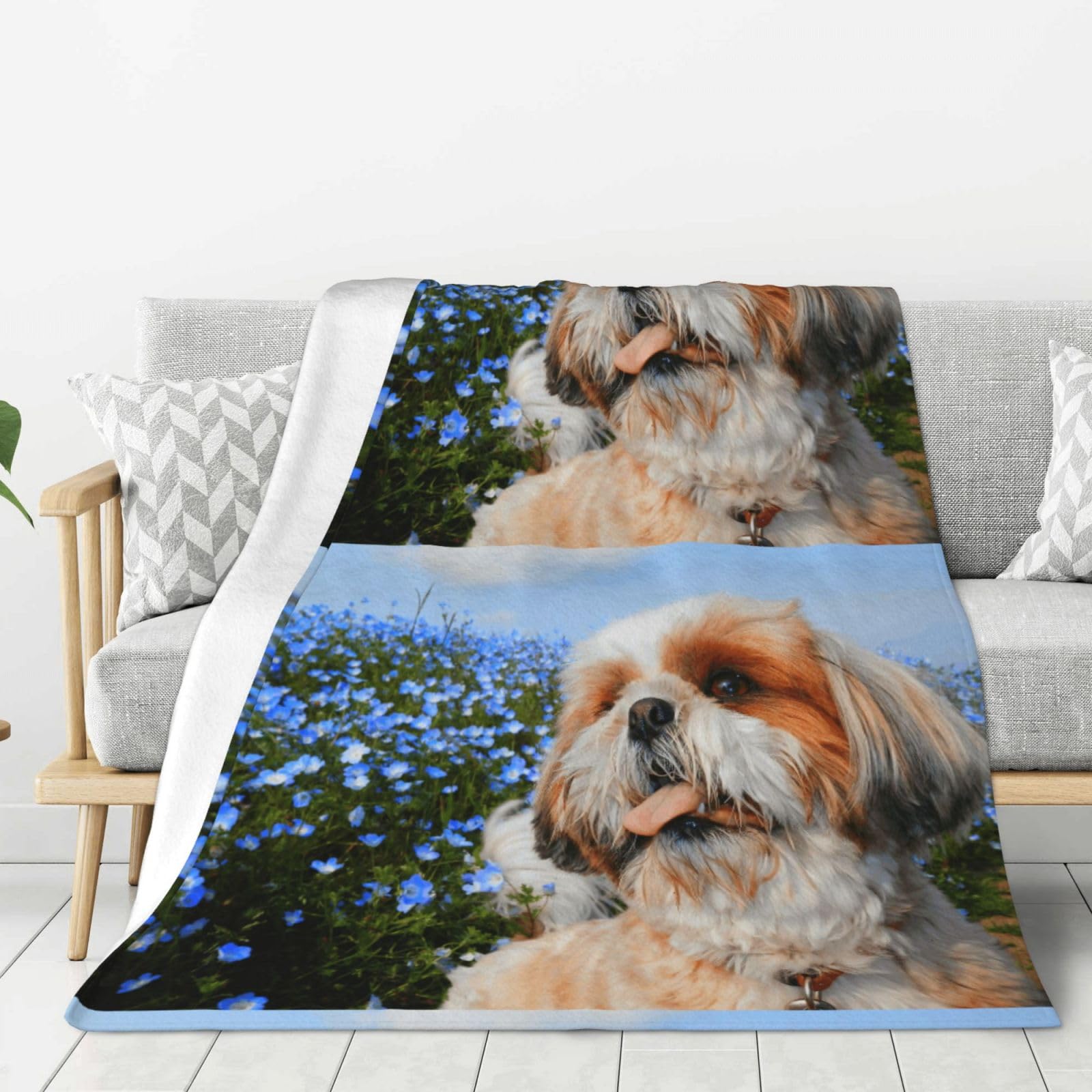 Couverture Shih Tzu haut de gamme en flanelle polaire microfibre pour une literie élégante