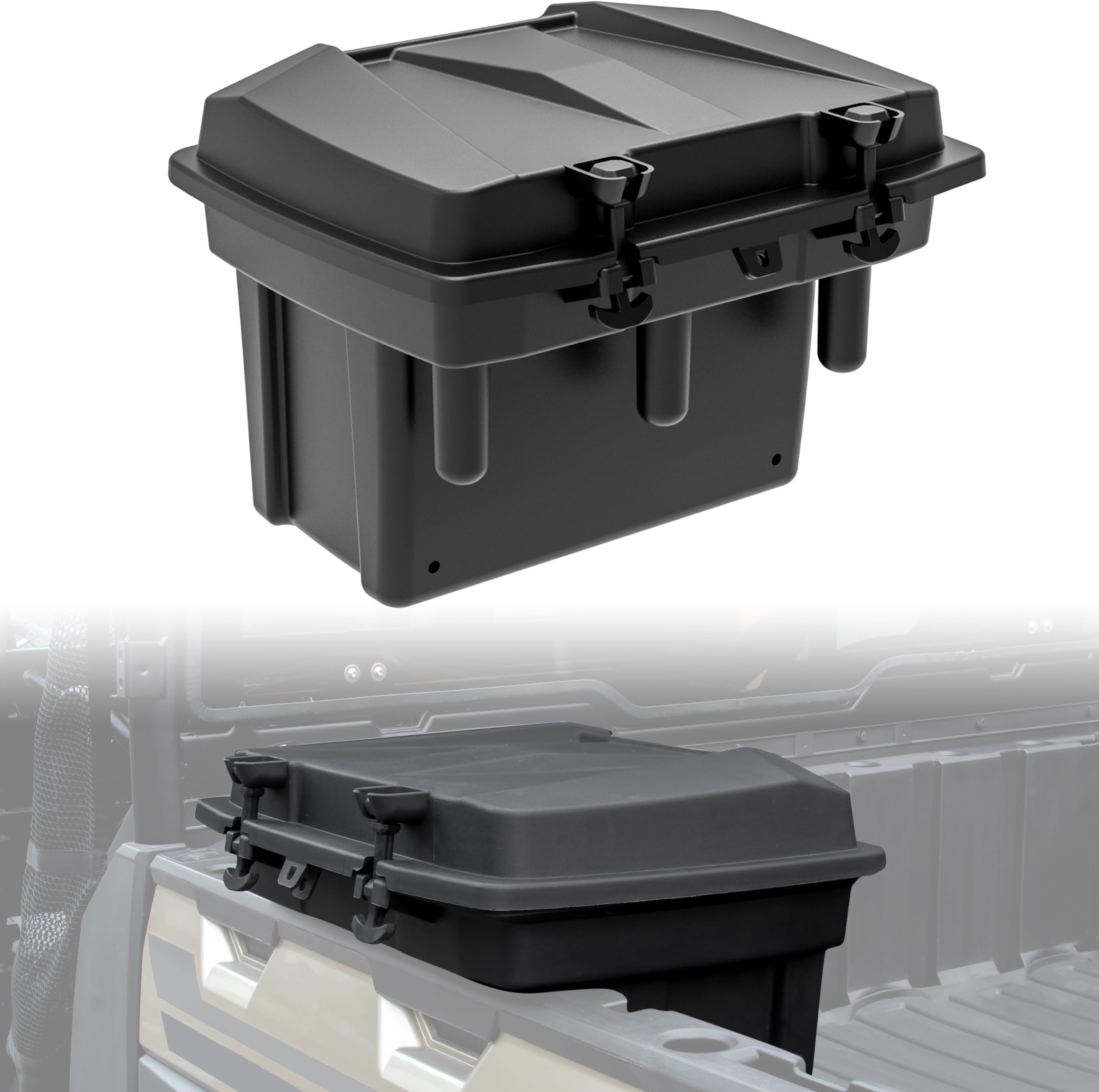 SAUTVS Removable Rear Cargo Storage Box for Polaris Ranger/General, Waterproof Cargo Storage Bin Container Trunk Bed Box with Lid for Polaris Ranger XP 1000 Crew 570 900 General 1000 Accessories