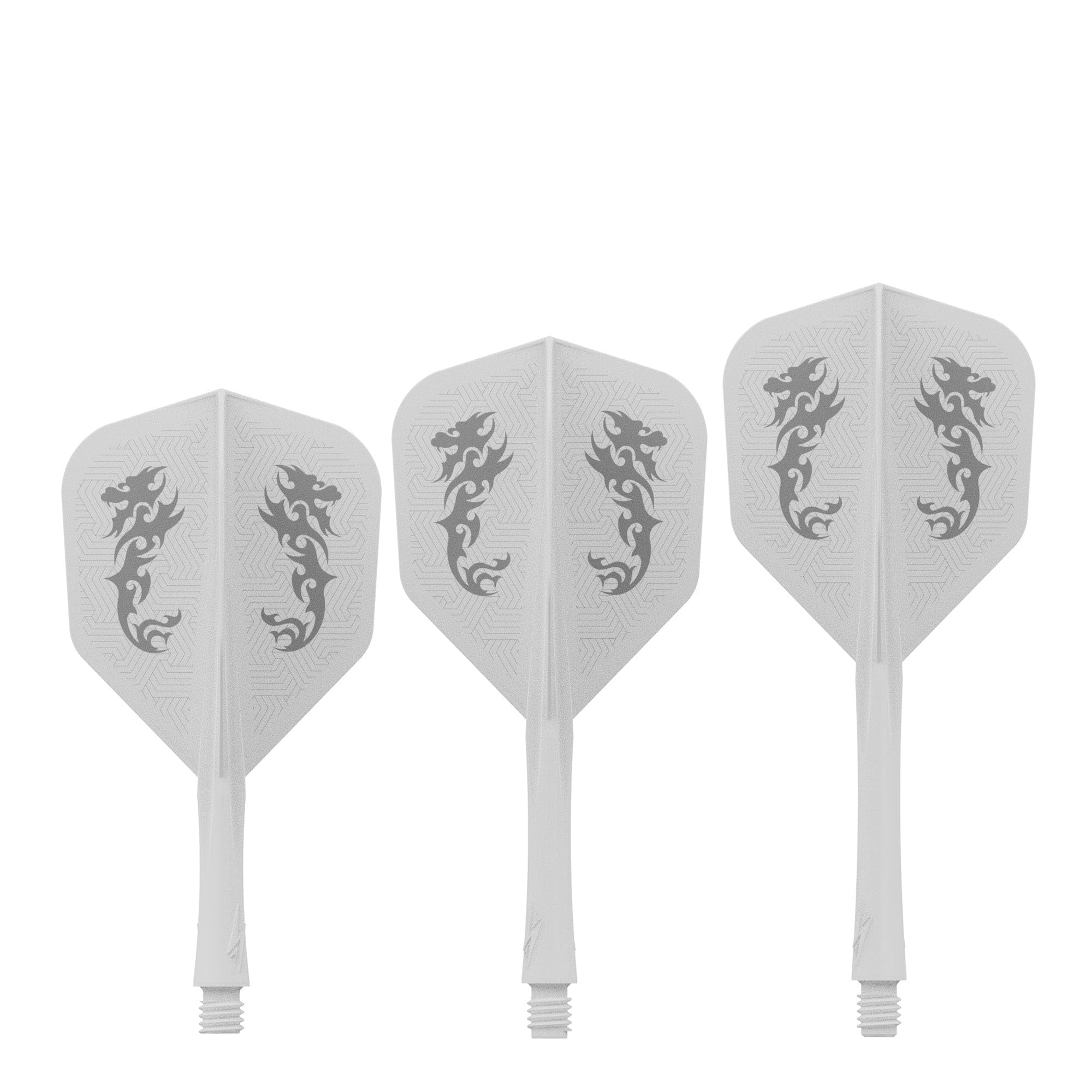 Caliburn SUP Flights | Moulded Shaft & Flight System | Standard No.6 Dragon Design Dart Flights | Multiple Colours & Sizes | Integrated One Piece Dart Flight & Shaft. (White, Medium)