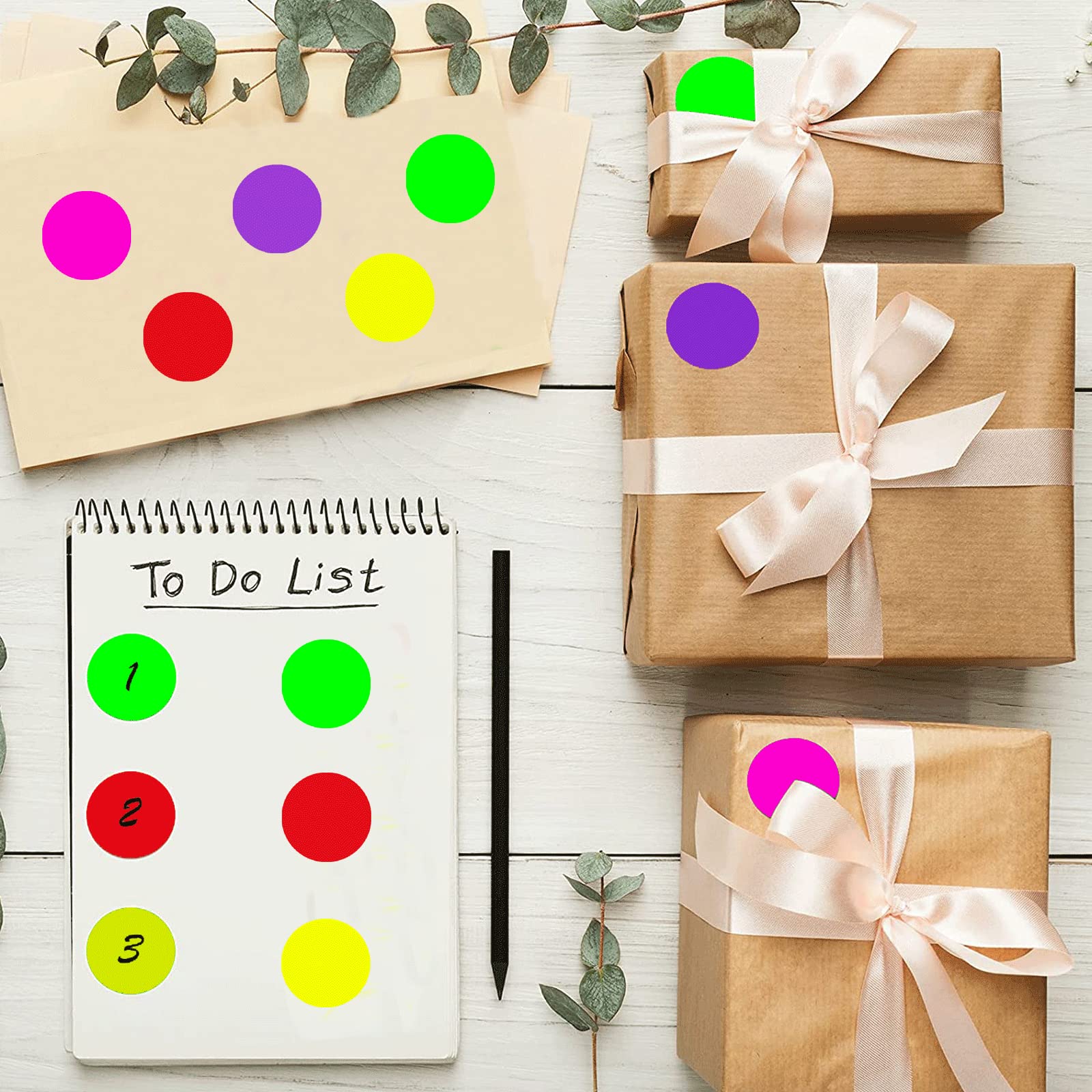 Etiketten, rund, 5 cm, Farbcodierung, bunte Etiketten, 500 Permanentkleber, bunte Kreise pro Rolle zum Verschieben / Aufbewahren / Organisieren / Farbkodierung/Kunst gelb