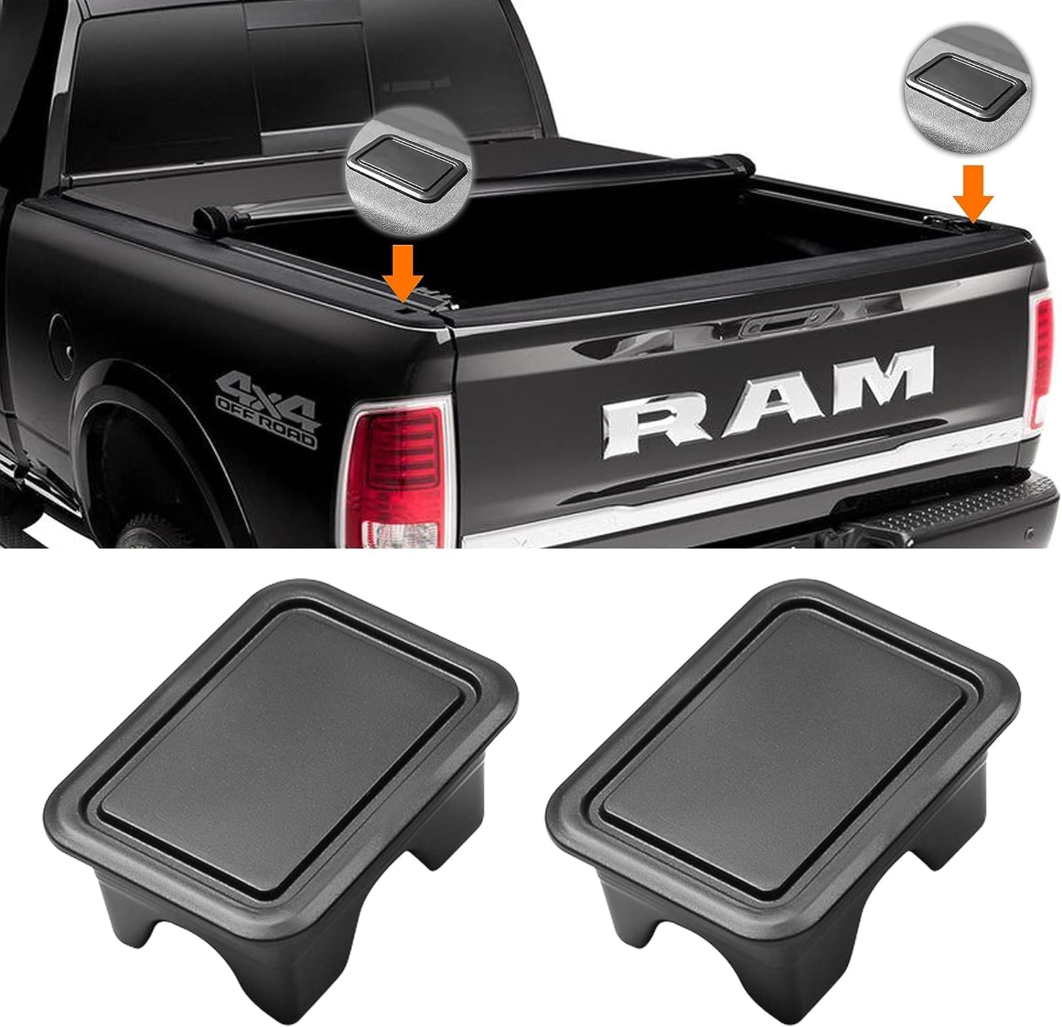 Ram 1500 Stake Pocket Covers, Rear Truck Bed Rail Stake Pocket Cover Compatible with Dodge Ram 2019 2020 2021(Set of 2)