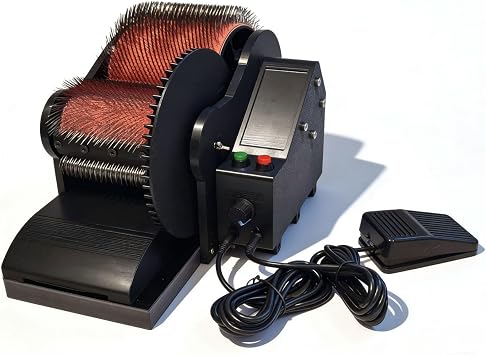 WYVFBEK Electric Drum Carder for Wool Blending, 120TPI Fine Cloth Fiber Carding Machine for Spinning and Felting, Adjustable Speed Wood Batt Maker for Alpaca, Cotton, and Wool Processing Projects