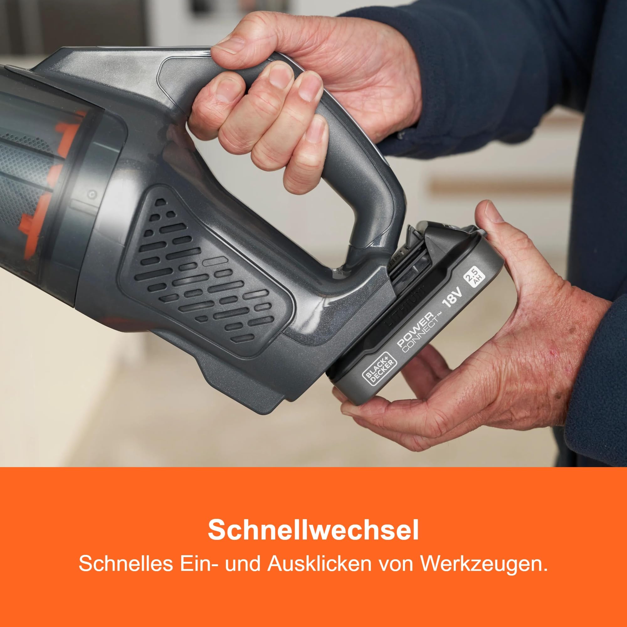 BLACK+DECKER 18 V POWERCONNECT Lithium-Ionen-Akku 2,5 Ah, mit LED-Ladezustandsanzeige, kompatibel mit BLACK+DECKER 18 V Akku-Werkzeugen, BDL2518S-XJ