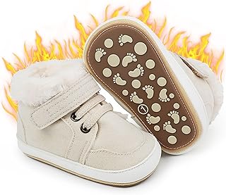 Baby Boys Girls High Top Ankle PU Leather Sneakers Soft Rubber Sole Infant Moccasins Newborn Oxford Loafers Anti-Slip Toddler Wedding Uniform Dress Shoes