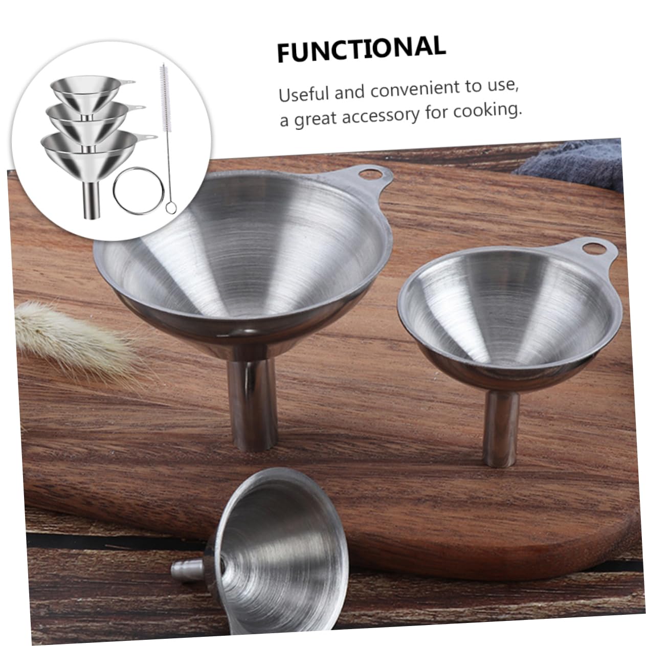 Embudo de Cocina de Acero Inoxidable Grande para Aceite y Vino