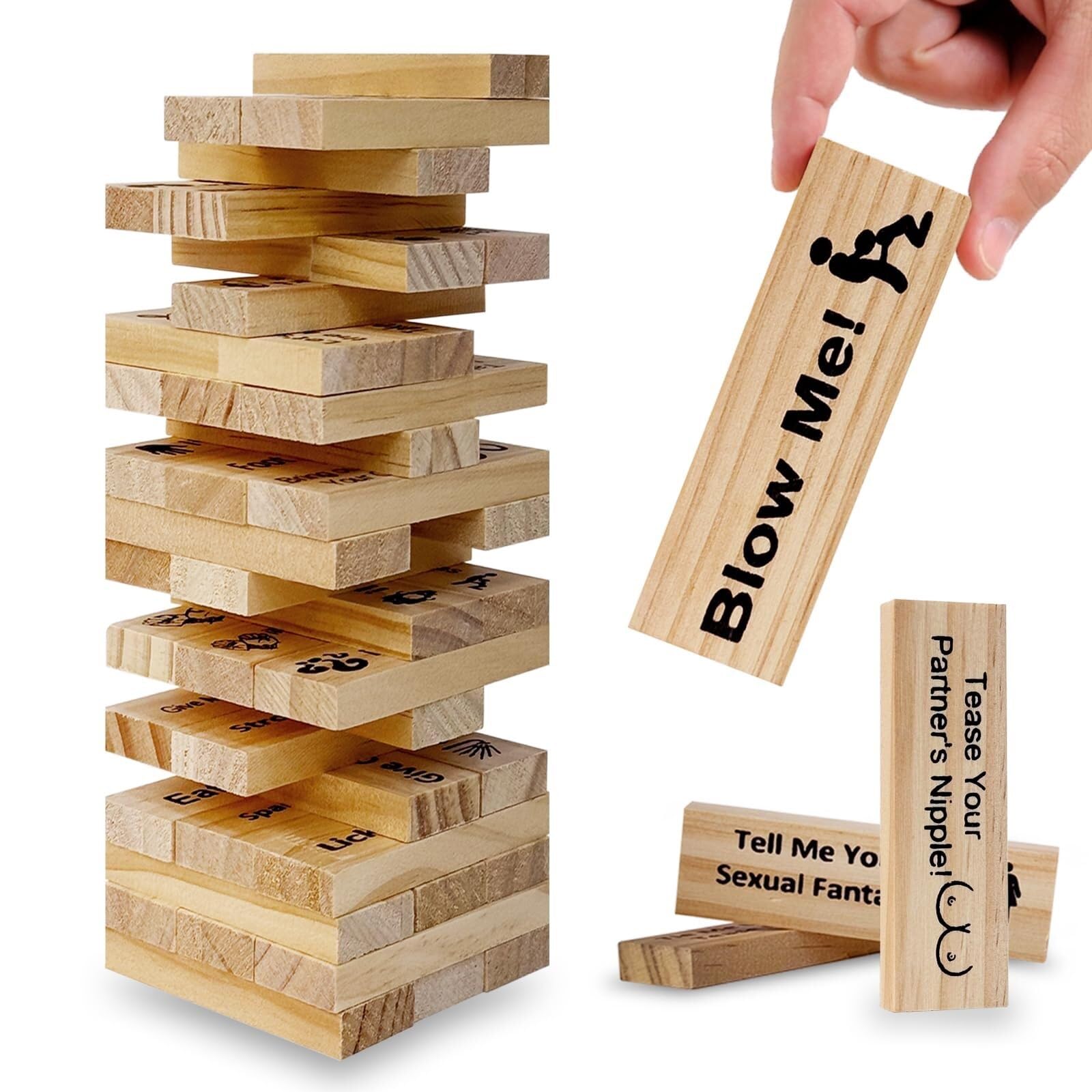Lot de 48 Tours De Blocs Super Coquines pour Couples, Jeu De Blocs en