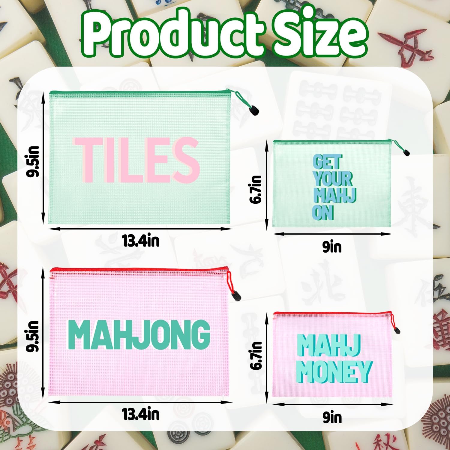 4 Pack Mahjong Tile Bag, American Clear Mahjong Case Set, Waterproof Mahjong Gifts Accessories Holder Pouch, Mahjong Card Lover Gifts, Case Only