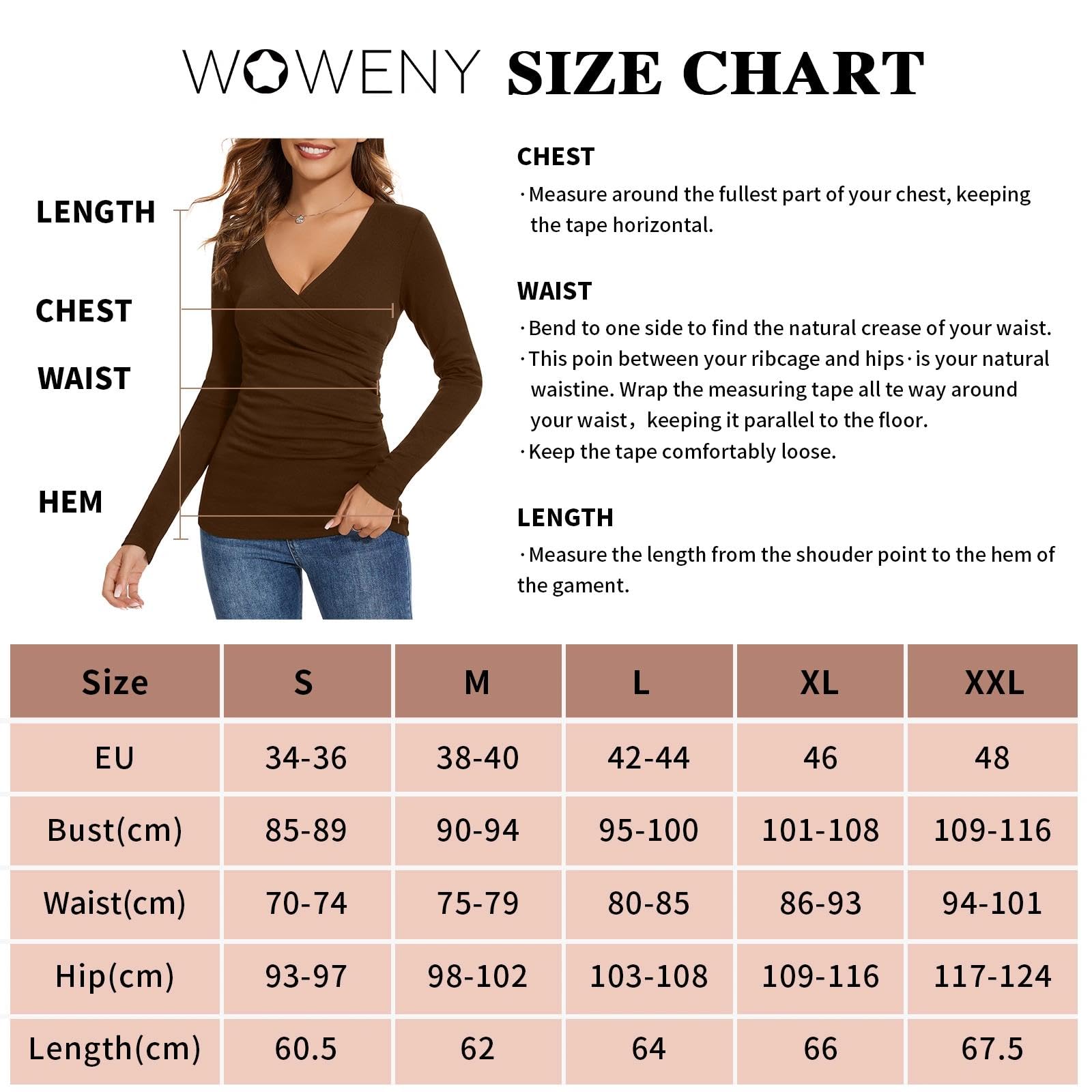 WOWENY Koszulka termiczna dla kobiet, seksowny cross wrap, zimowy sweter, Sweetheart Neck, długi rękaw, bielizna termiczna, podkoszulek z długim rękawem, koszulka polarowa