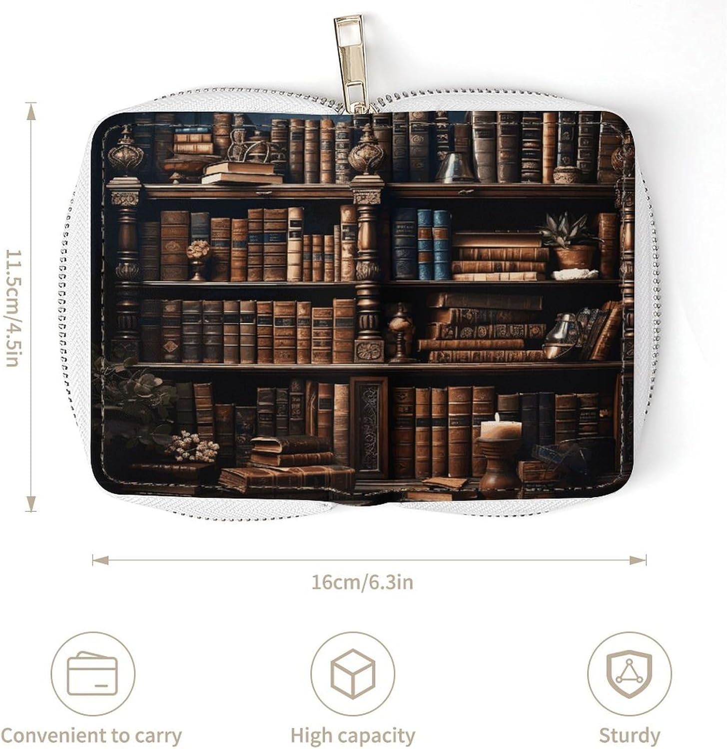 Books on The Bookshelf Card Holder RFID Blocking,Credit Card Wallet for Women And Men,Card Case Organizer Bag with Zipper