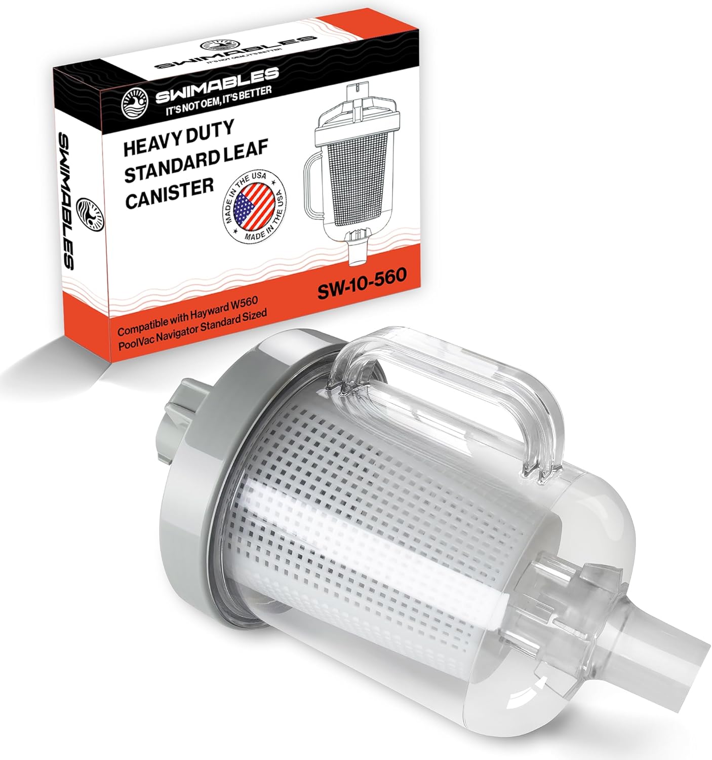 Swimables Heavy Duty Inline Pool Leaf Canister - Compatible with Hayward W560 PoolVac Navigator Standard Sized – Durable Leaf Catcher for Pool Vacuum with Heavy Duty Strainer Basket for Inground Pools