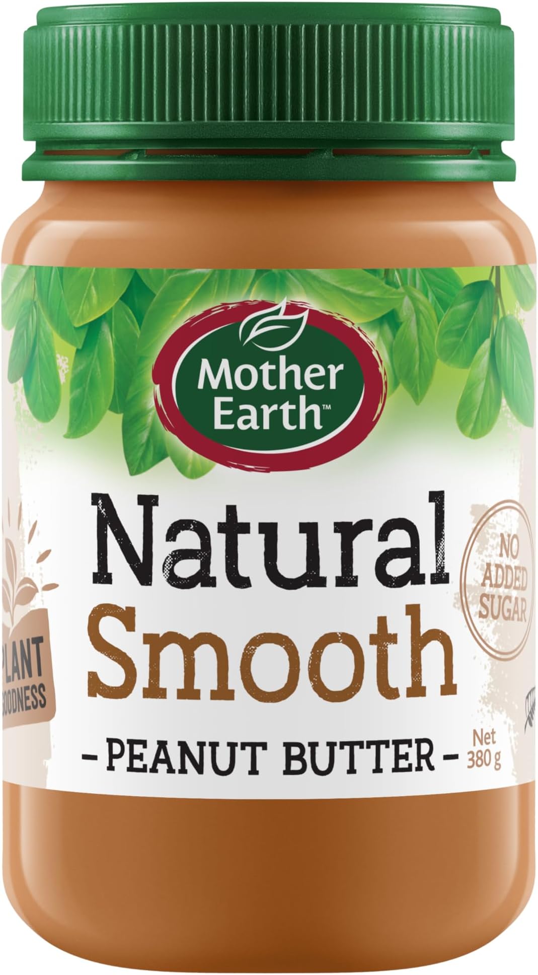 Mother Earth Natural Smooth Peanut Butter, No Added Sugar, 380 gms - Vegan Friendly & a Nutritious Source of Protein, Product of New Zealand