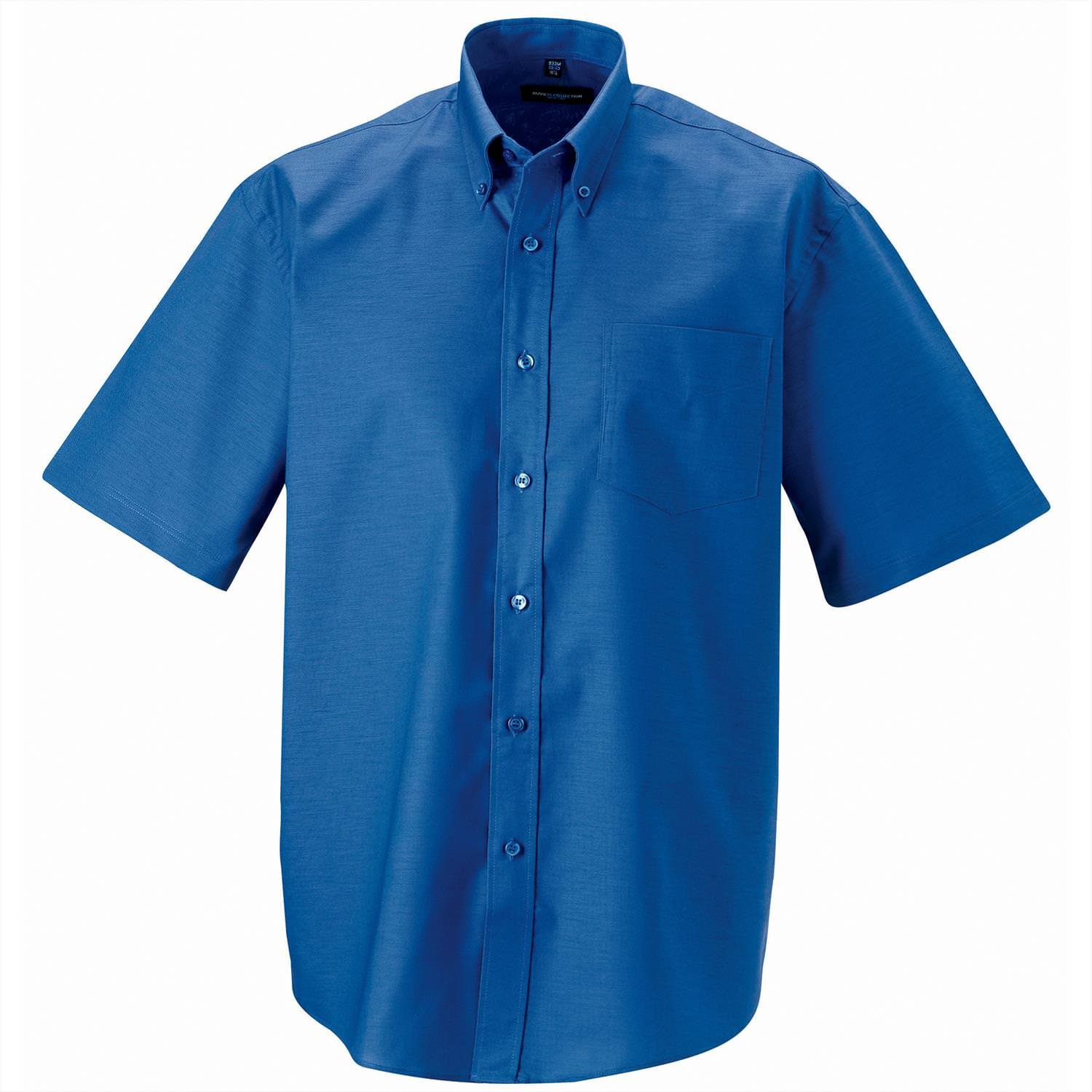 Russell Collection Short Sleeve Easycare Oxford Shirt - Oxford Blue - 14.5