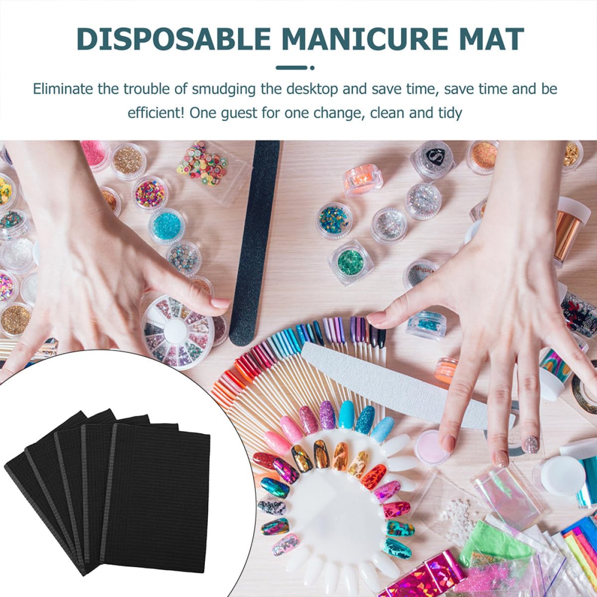 Generic Tovaglia Monouso per Manicure in Carta Nera, Assorbe Polvere e Acqua, 125 Pezzi per Salone di Bellezza e Utilizzo Domestico