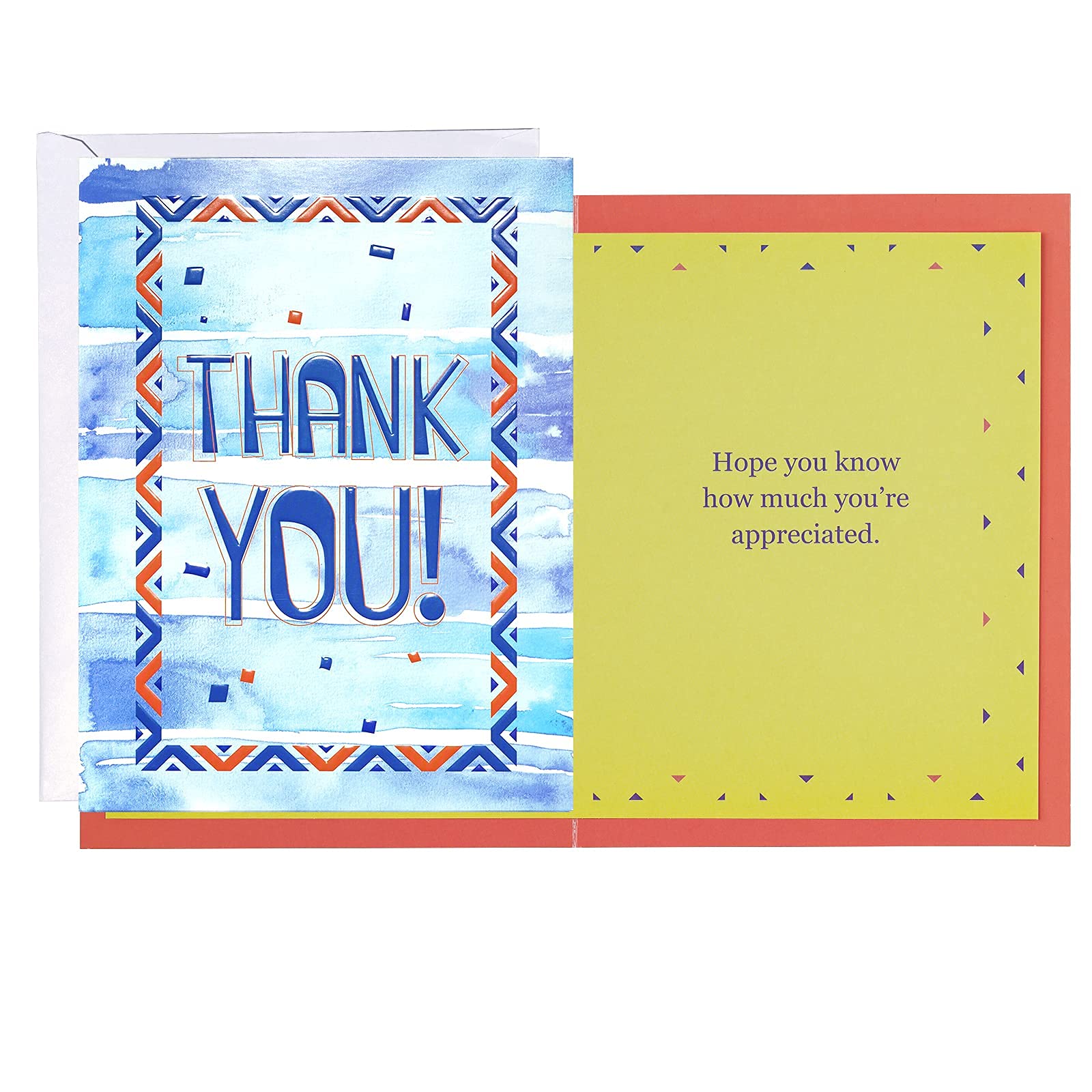 WRAPAHOLIC Dankeskarte Mit Umschlag – Blauer Farbverlauf, 15x20 Cm, Mit Prägung 'Thank You'