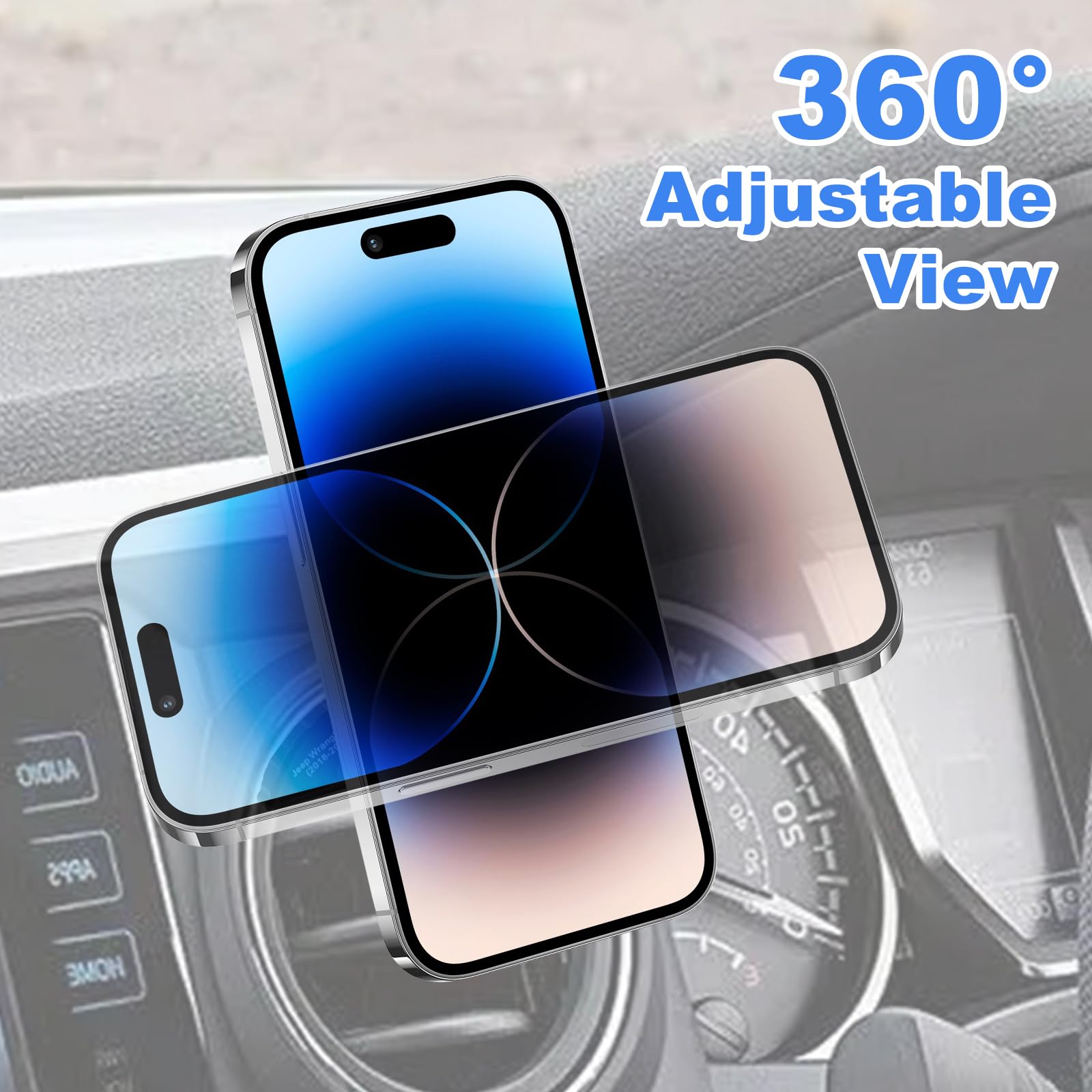 Kyostar Supporto magnetico per telefono per Jeep Wrangler JL 2018-2023, supporto per bocchetta di ventilazione auto, regolabile a 360°, forte aspirazione per tutti gli smartphone