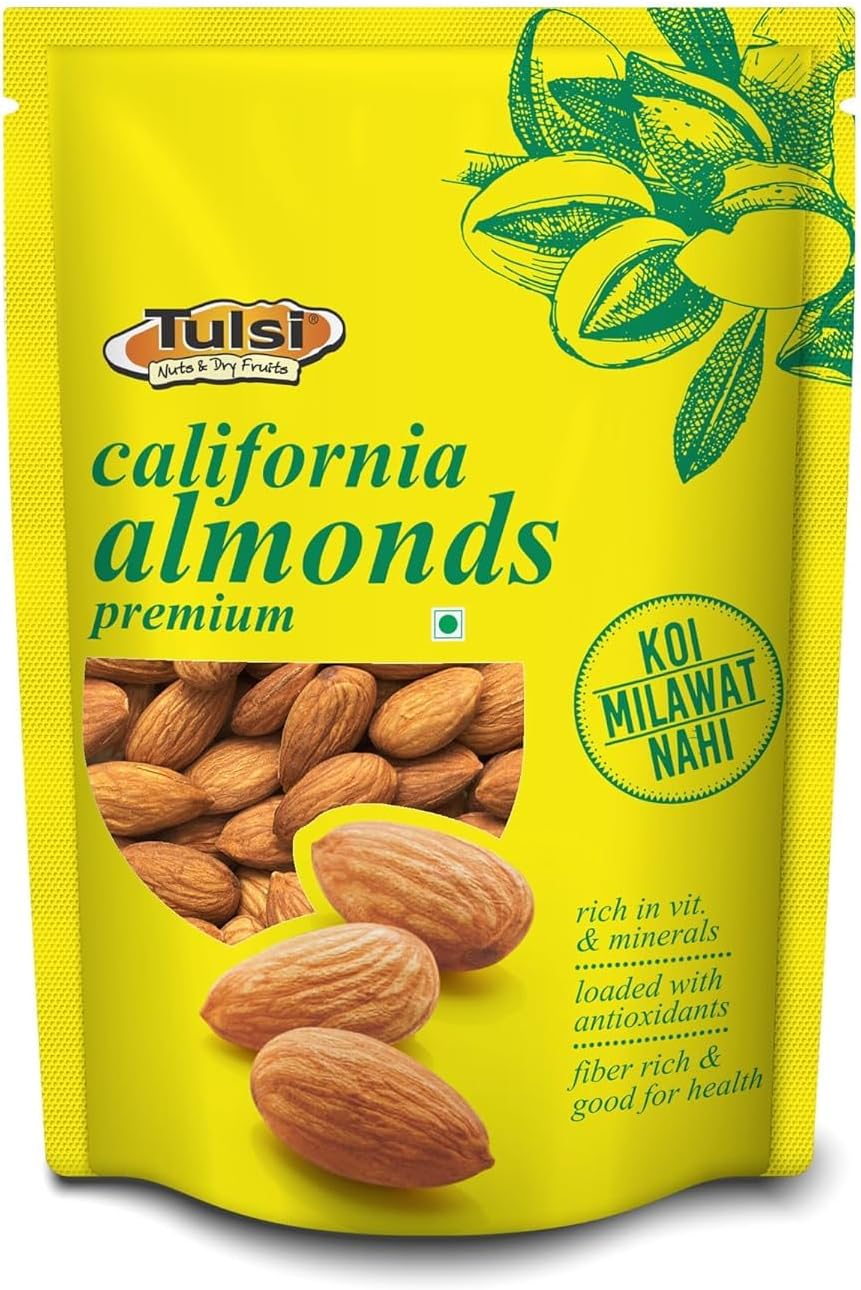 Tulsi California Almonds Premium 200g | Whole Almond | Rich in Vitamins & Minerals | Rich in Fiber | Good for Health | Loaded with Antioxidants | Nuts & Dry Fruits| Premium Badam Giri | Healthy Nuts
